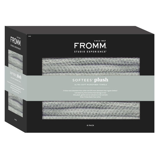 Fromm Softees Plush Microfiber Salon Hair Towels - Ultra Soft Fast Drying Towel for Hair, Hands, Face – Use at Home, Salon, Spa, Barber – 20" x 34" - Extra Durable and Absorbent - Sage Green, 6 Count