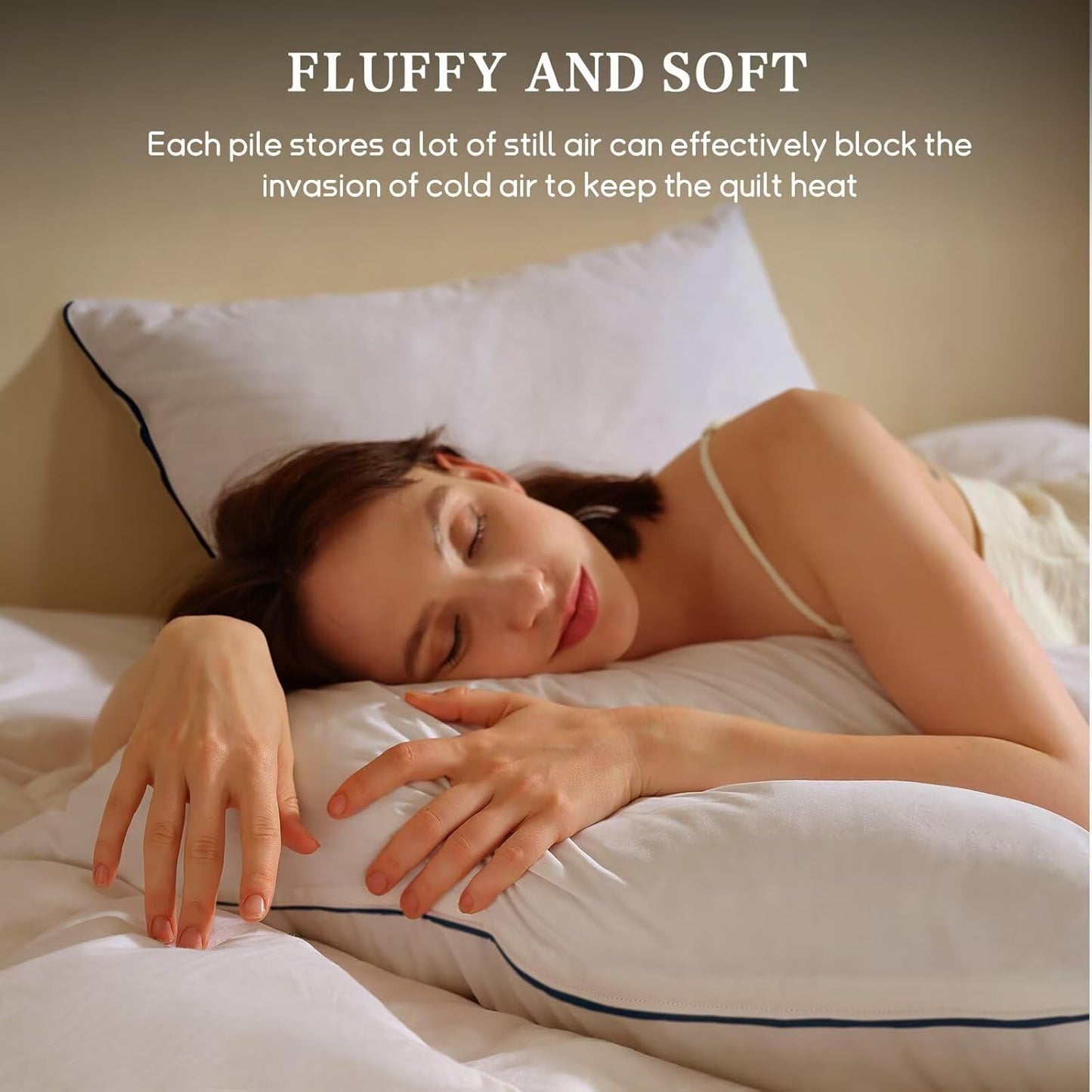 BHZ Goose Down Feather Pillows Standard Size Set of 4 Pack, Luxury Hotel Alternative Collection Bed Pillow for Sleeping Firm Soft Support for Side & Back Sleepers, White