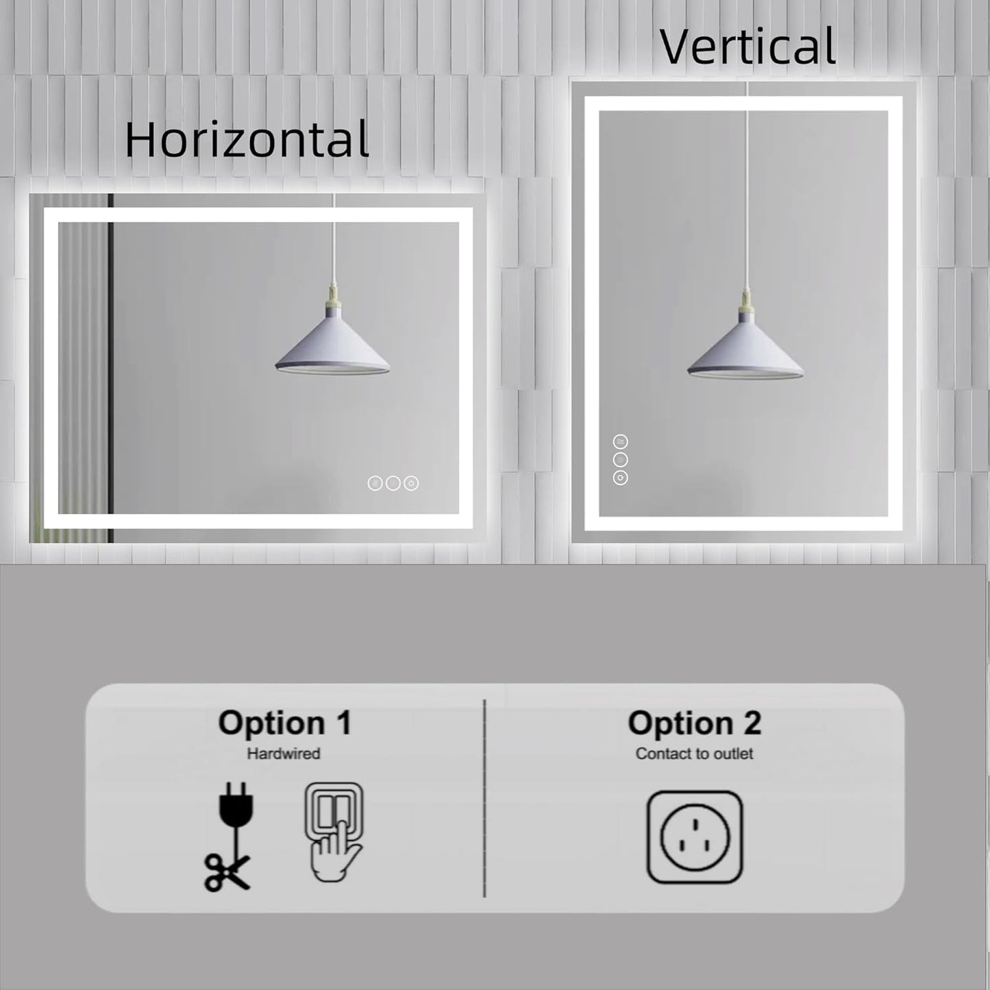 LED Bathroom Mirror with Backlit & Front Light, 32"x24" Anti-Fog, Memory Function, Dimmable Color & Brightness,CRI90+, IP54 Waterproof, Horizontal/Vertical, Wall Mounted