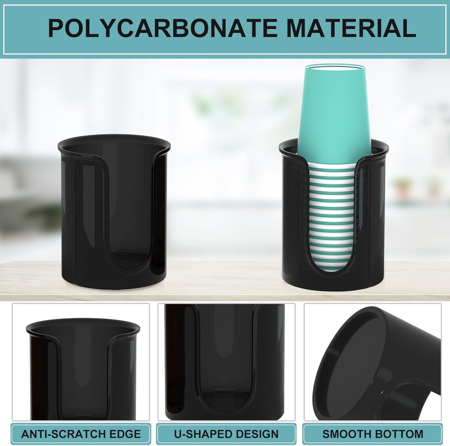 5 oz Bathroom Cup Dispenser Black, Disposable Mouthwash Cups Holder Fit 5oz Paper Cups,Countertop Bathroom Cup Holder Mouthwash Cup Dispenser (2 Pack)