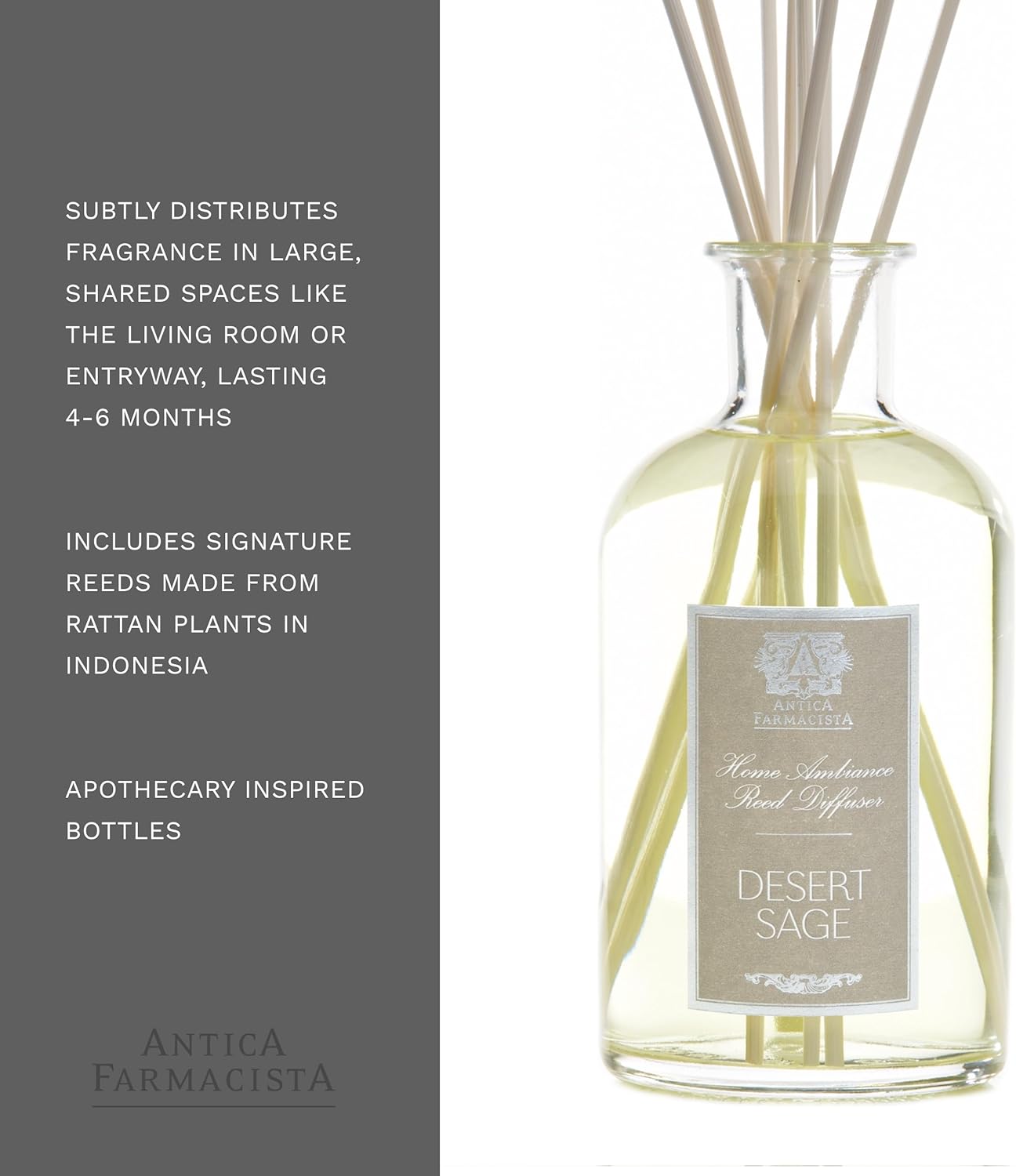 Antica Farmacista Home Ambiance Diffuser - Long-Lasting Reed Scent Diffuser - Luxury Room Freshener Gift - Desert Sage, 16.9 fl oz