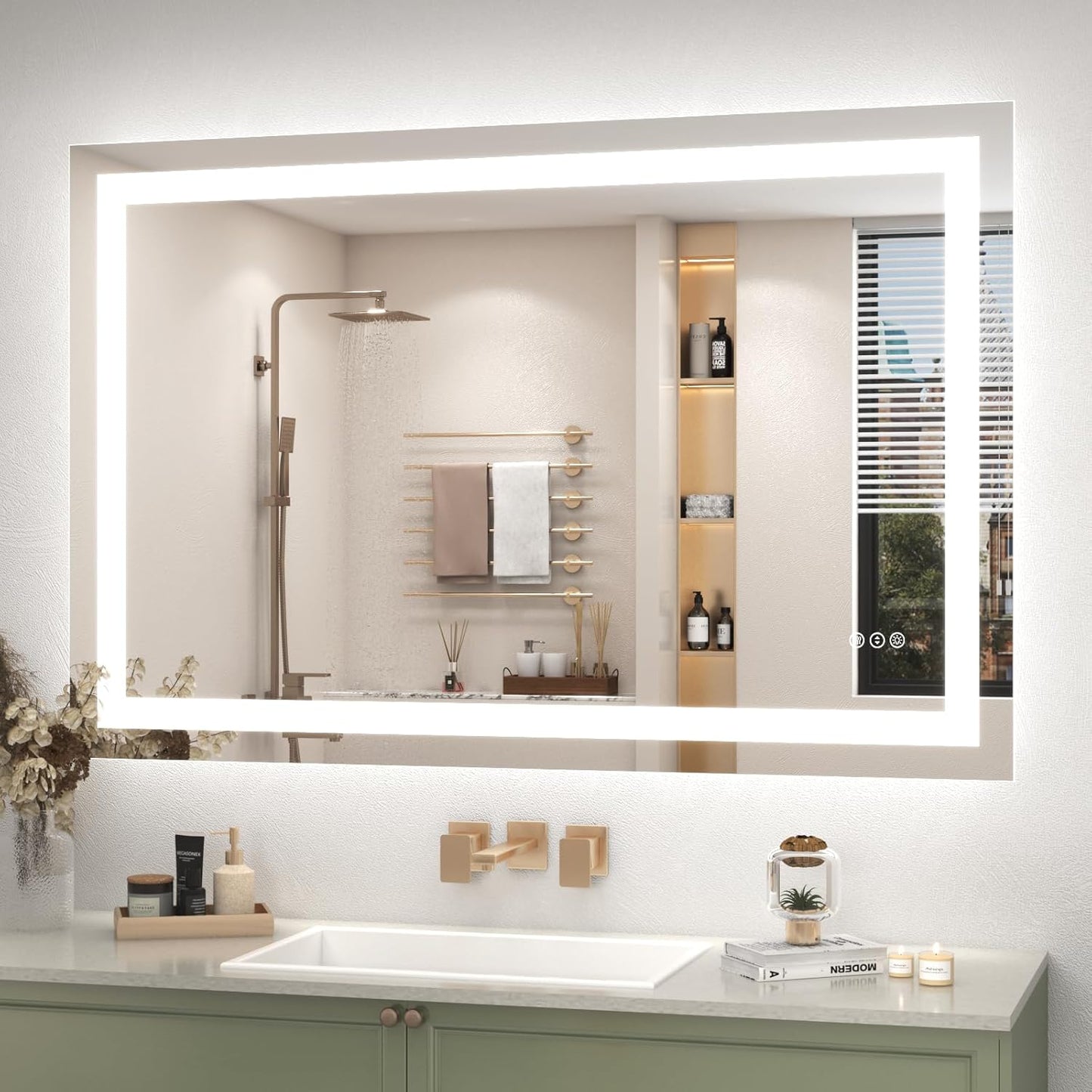 44x 30 LED Mirror for Bathroom, Lighted Vanity Mirror with Lights, Dimmable, Anti-Fog, ETL Listed (Front Lit + Backlit)