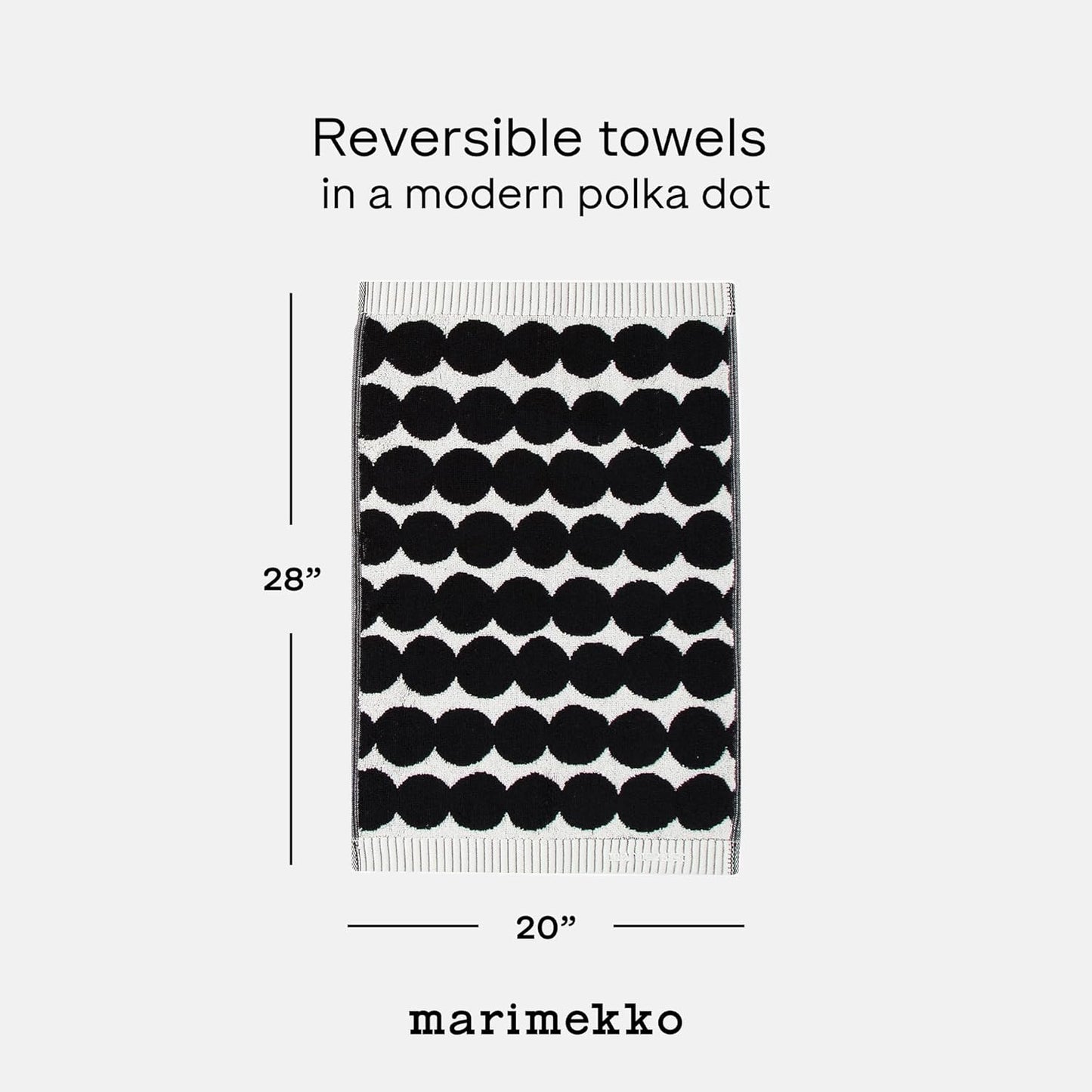 MARIMEKKO Räsymatto Terry Cotton Hand Towel – Polka Dot Patterned Hand Towels – 28 in x 20 in