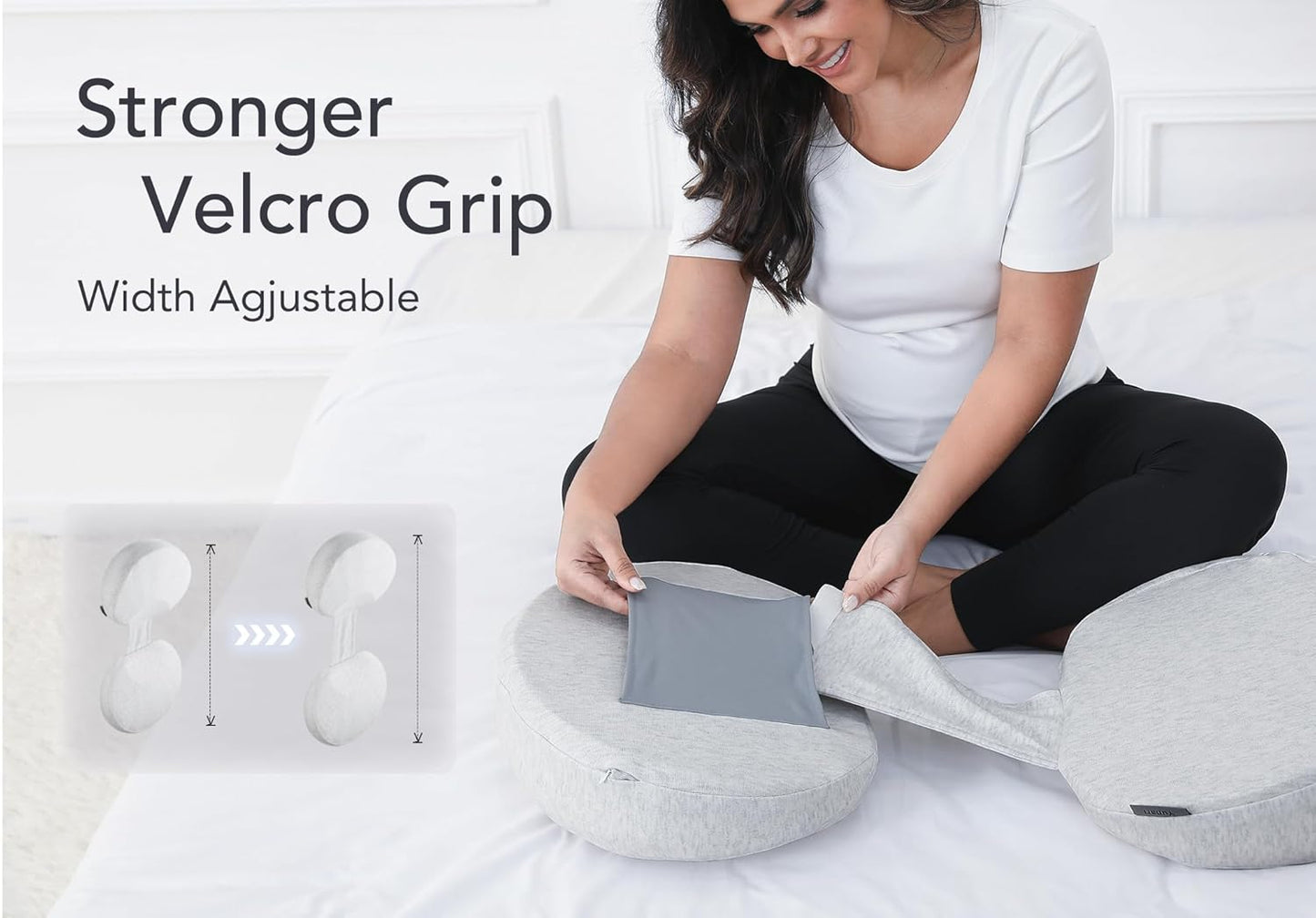 Pregnancy Pillow for Sleeping Memory Foam Maternity Pillow for Side Sleepers, Adjustable Travel Wedge Pillow Support for Back, Belly, and HIPS for Pregnant Women, Ash Grey