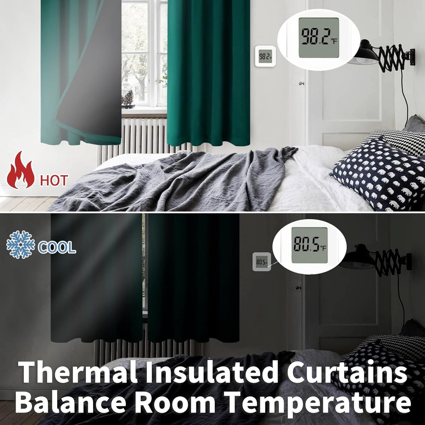 BGment Green 100% Blackout Curtains for Bedroom 63 Inches Long, Christmas Thermal Insulated Double Layer Full Room Darkening Noise Reducing Rod Pocket Curtain (42 x 63 Inch, Emerald, 2 Panels)