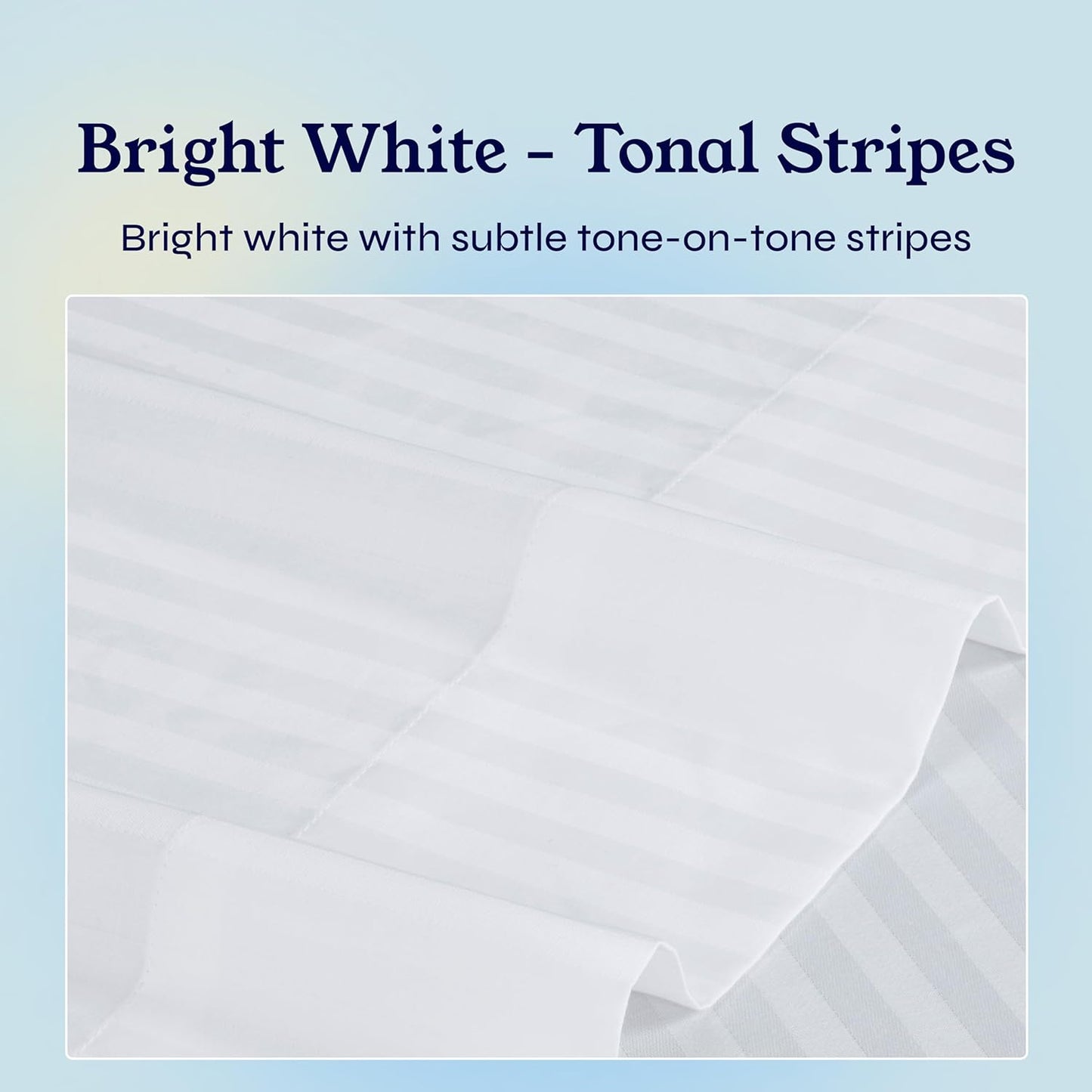 California Design Den Stripe Duvet Cover Queen Size, 400 Thread Count Sateen 100% Cotton Comforter Cover, 2 Pillow Shams, 3-Pc Bedding Set, Button Closure, Corner Ties (White Stripes, Full/Queen)