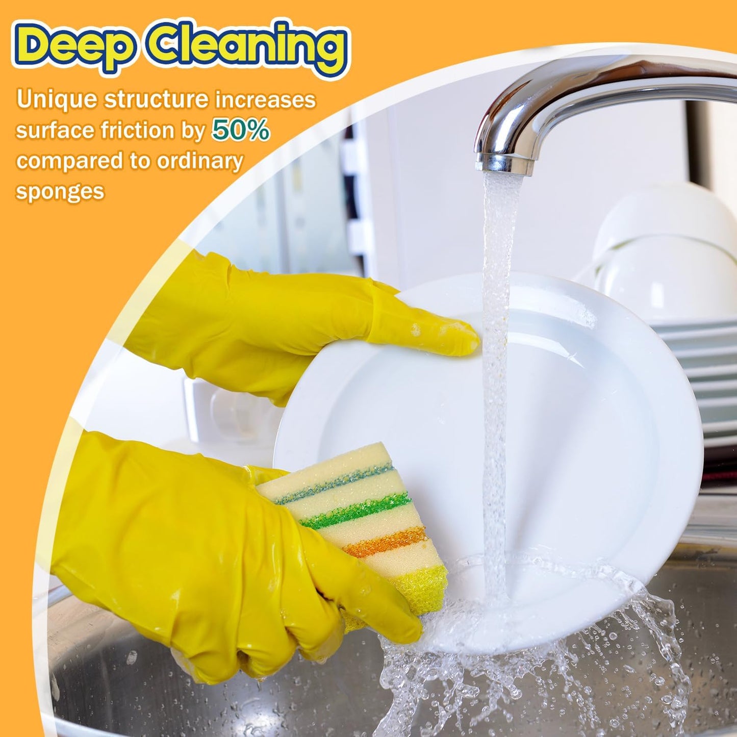 4 Pack Scrub Sponge - Temperature-Responsive - 50% More Power & Rinses Cleaner Cleaning Sponges, Multipurpose Dish Sponges for Kitchens, Bathrooms, and Outdoor Use - Patent Pending