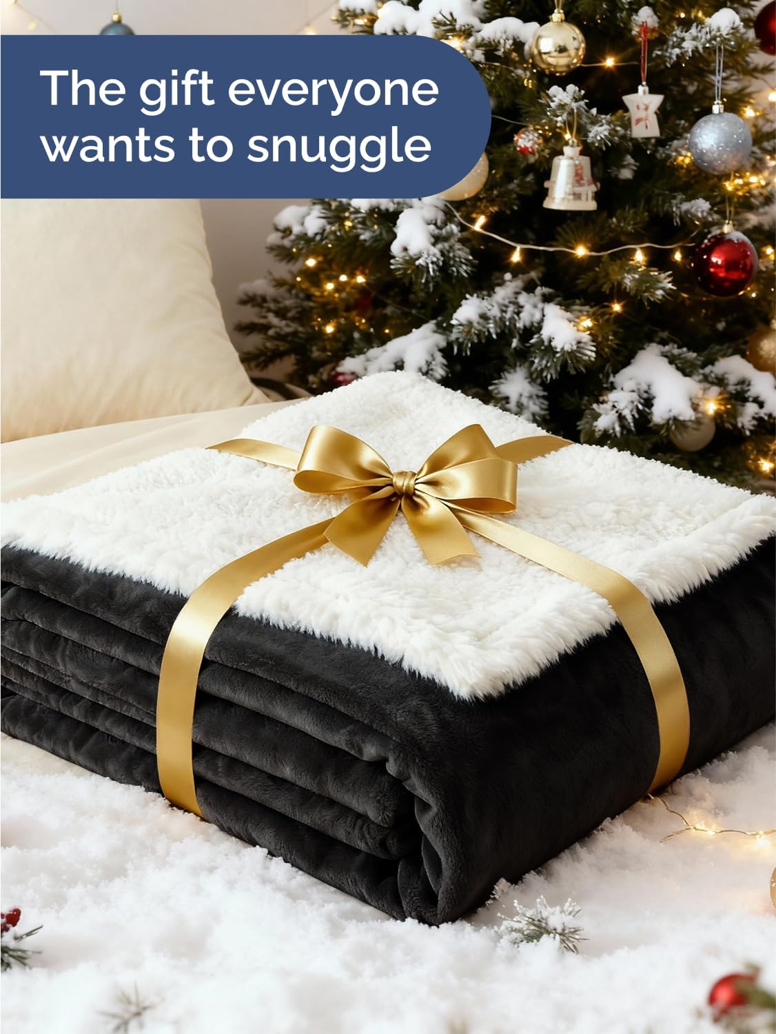 Sherpa Fleece Blanket King Size - Reversible Sherpa Fleece King Blanket - Super Soft Double Sided for Bed, Sofa, Couch - Thick, Warm, Fuzzy & Plush - Luxurious Bedding for Winter - Black, 90" x 108"