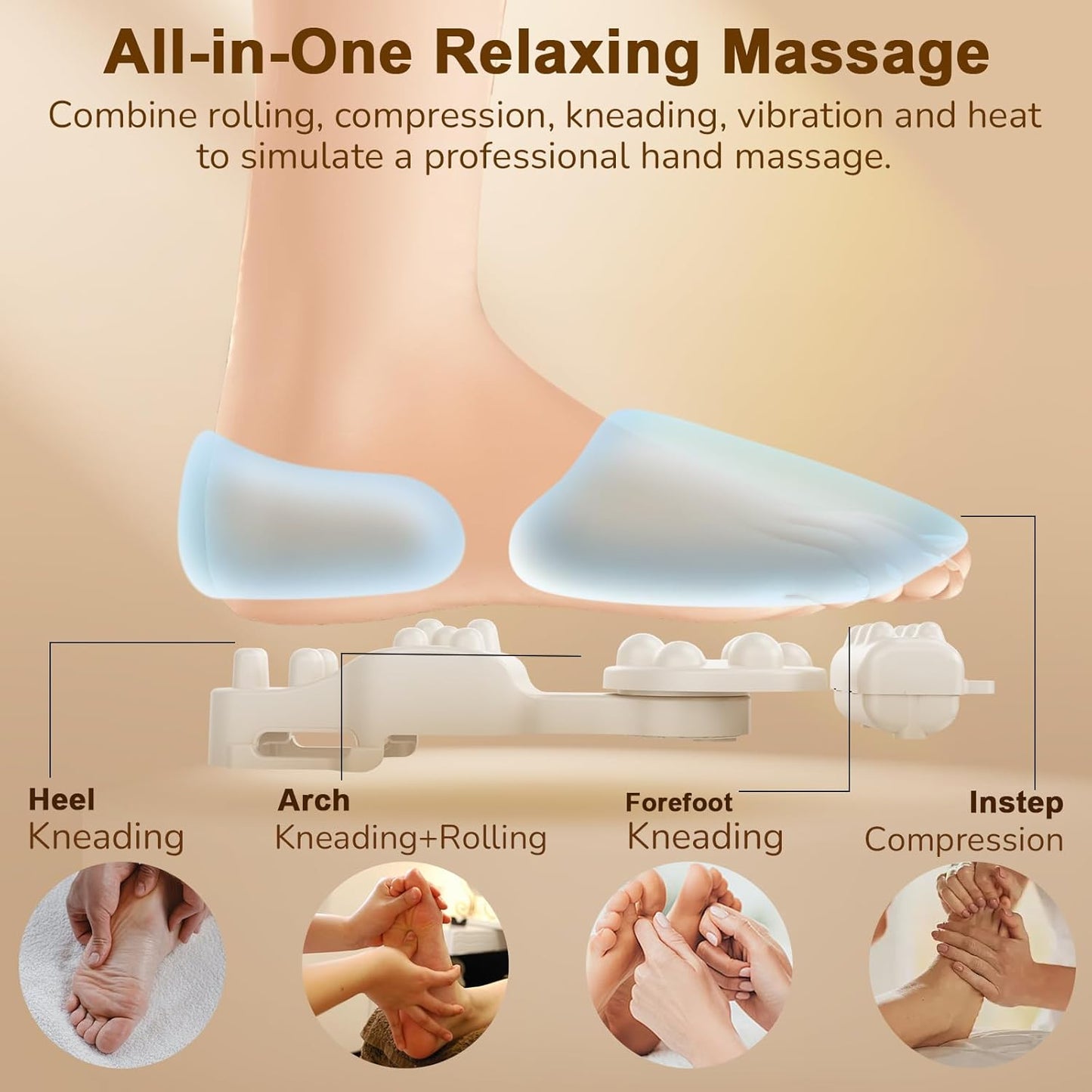 Shiatsu Foot Massager Machine with Heat : Deep Kneading Foot Massager with Vibration & Compression for Plantar Fasciitis & Neuropathy - for Women & Men,Relax for Home Office Use (Silver)