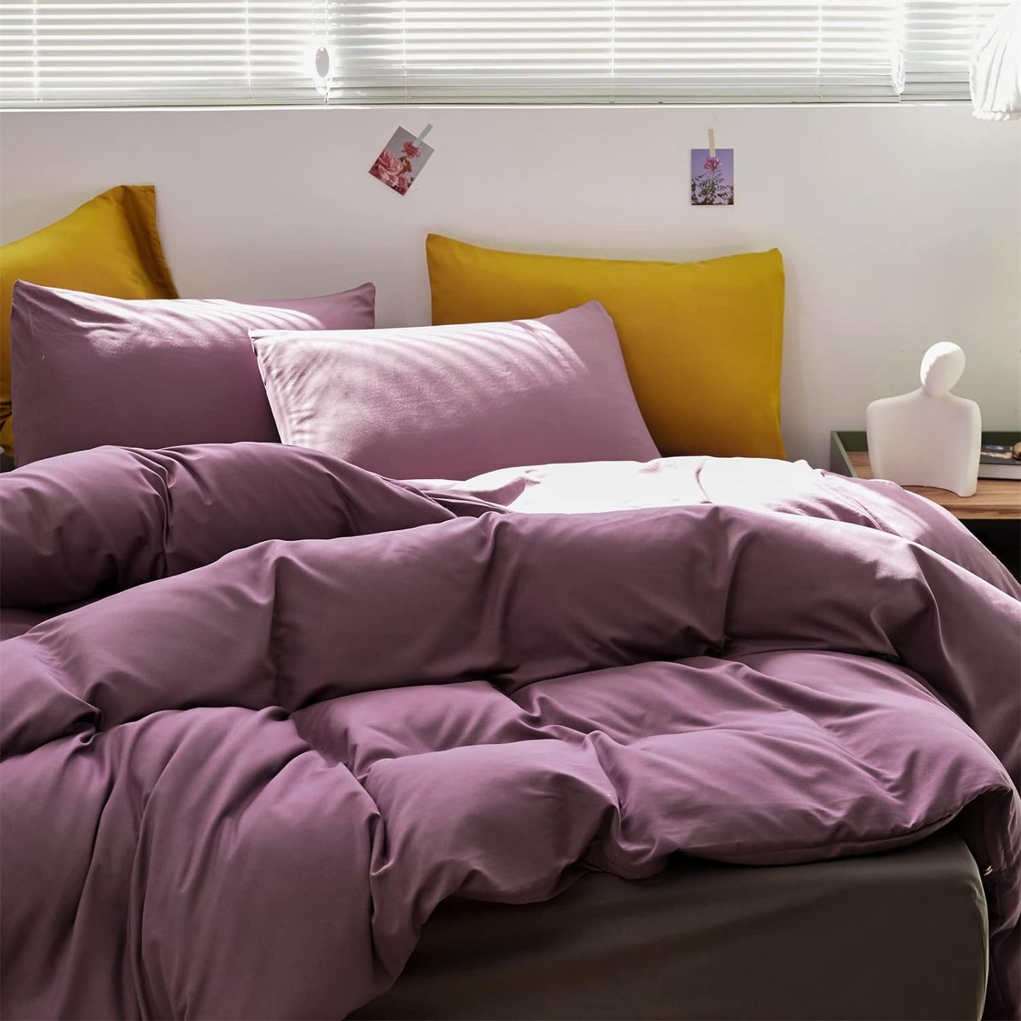 Cottonight Purple Comforter Set Full Dusty Purple Bedding Comforter Set Full Pale Mauve Solid Modern Blanket Quilts Soft Breathable 3 Piece Comforter Set for Adults Teens