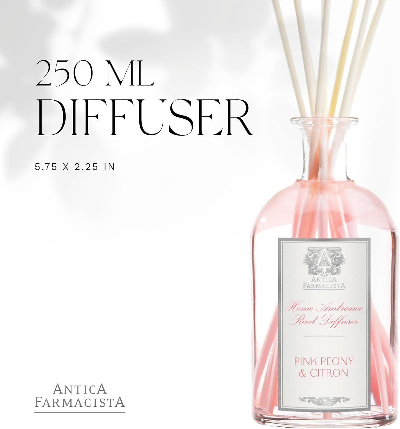 Antica Farmacista Home Ambiance Diffuser - Long-Lasting Reed Scent Diffuser - Luxury Room Freshener Gift - Pink Peony & Citron, 8.45 fl oz