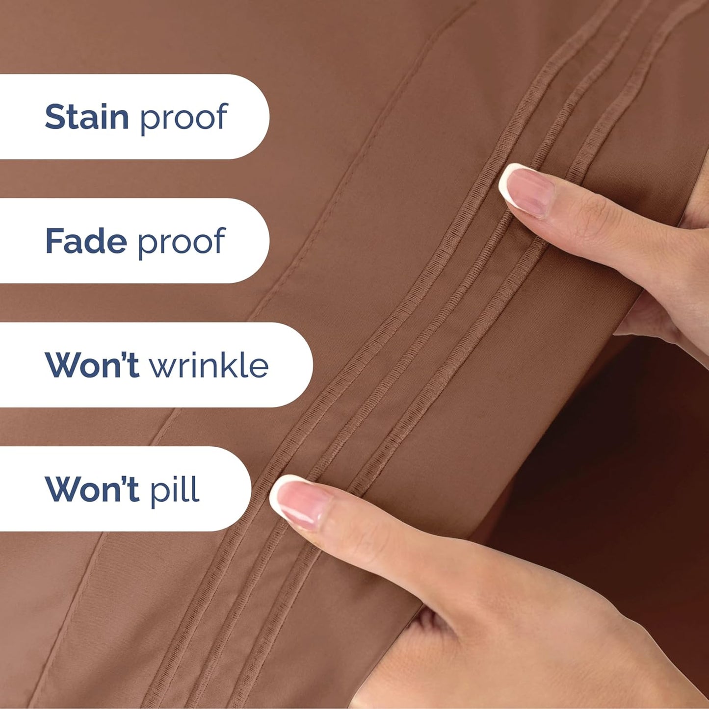 Queen Size 4 Piece Sheet Set - Extra Soft, Breathable & Cooling - Hotel Luxury Durable Bed Sheets - Deep Pockets, Easy-Fit & Wrinkle-Free - Copper Brown Oeko-Tex