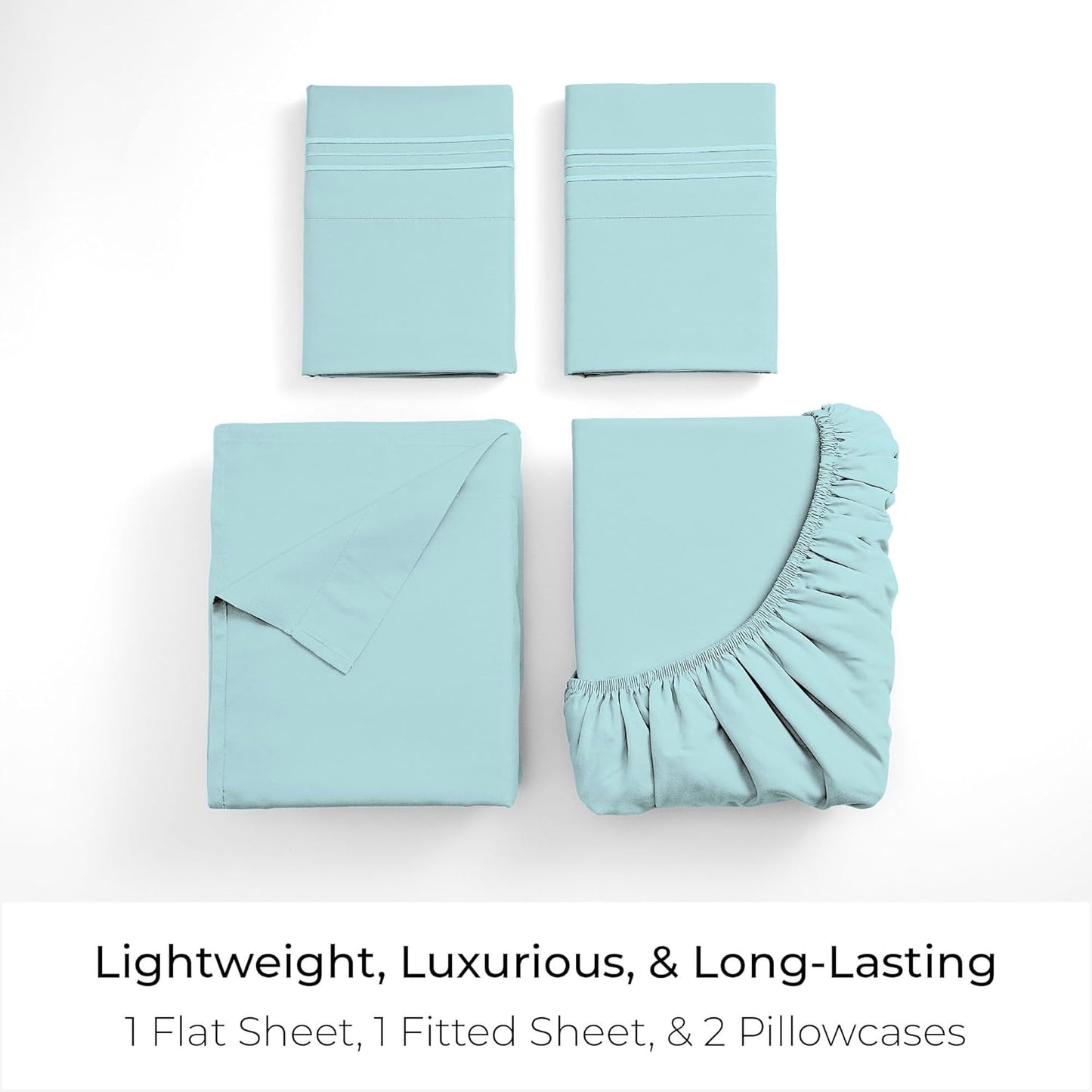 Mellanni California King Sheets Set - 4 PC Iconic Collection Bedding - Hotel Luxury, Extra Soft, Cooling Bed Sheets - Wrinkle, Fade, Stain Resistant (Cal King, Aqua)