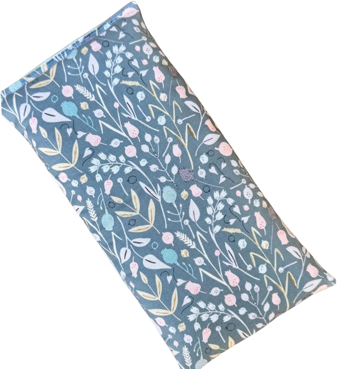 Microwave Heating Pad Flax Seed, Scented Unscented, Good for Back Pain Cramps, Moist Heat Therapy Ice Pack, Microwavable Bean Bag, 6" x 12" (Green Floral, Peppermint & Chamomile)
