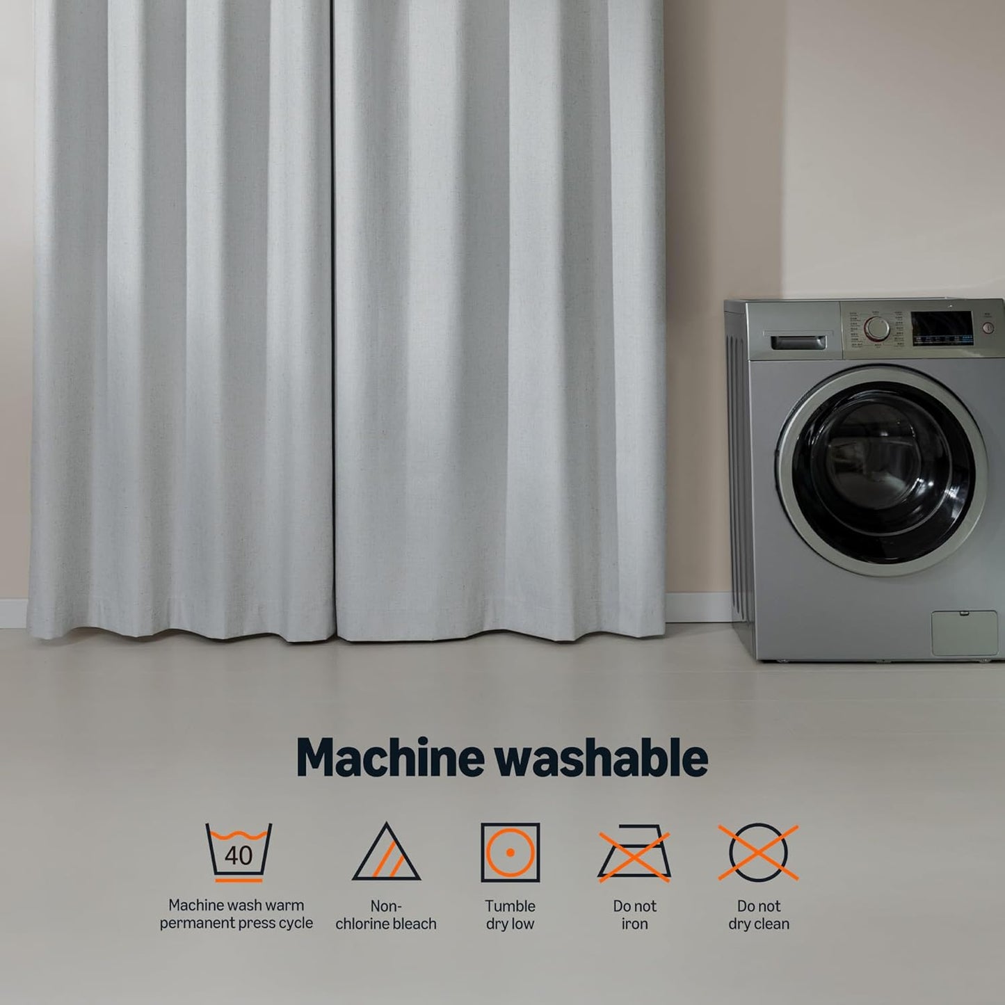 Amazon Basics Faux Linen Blackout Curtains for Bedroom and Living Room, 2-Piece Set with Grommets, 52" W x 72" L, White