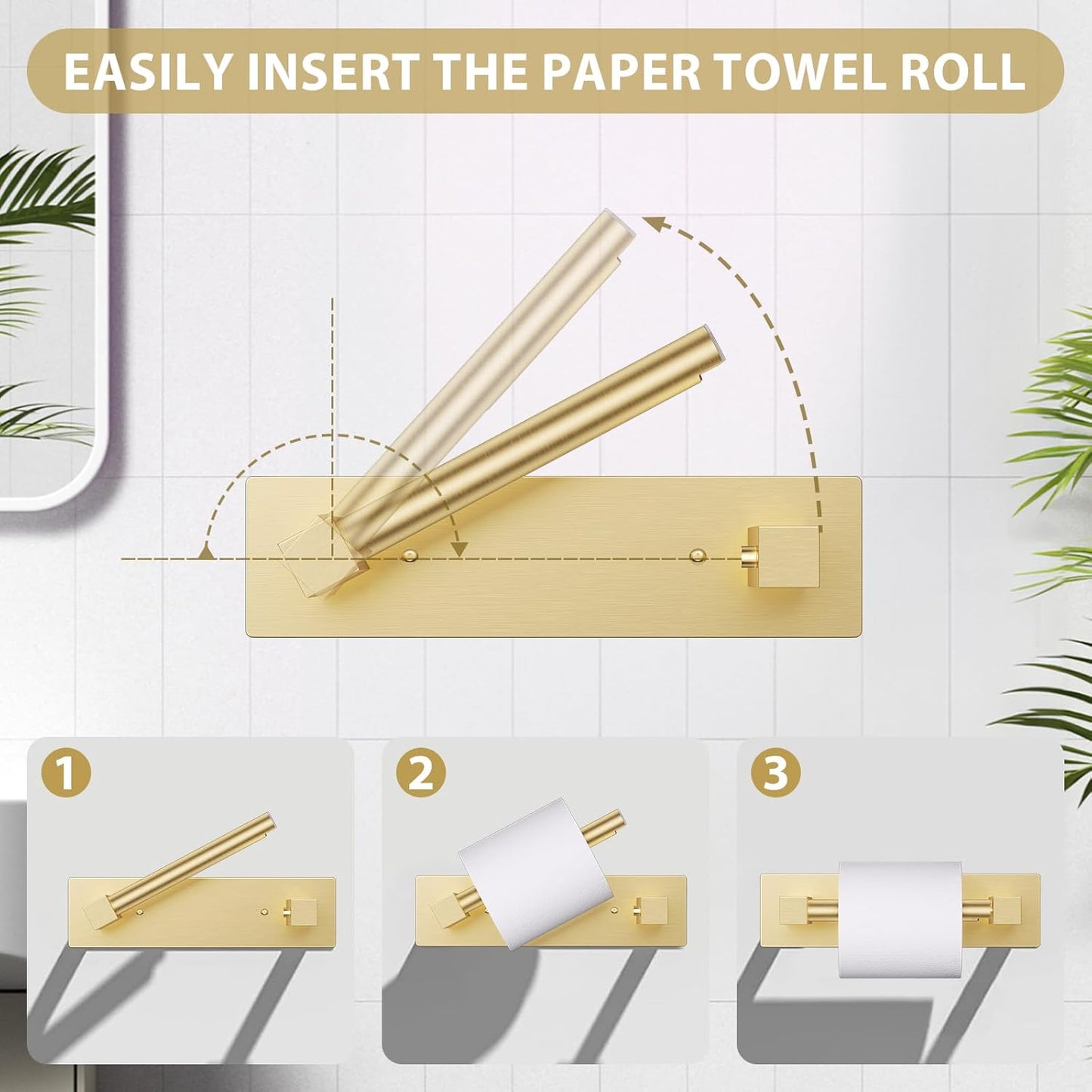Brushed Gold Bathroom Toilet Paper Holder Wall Mount, Stainless Steel Commercial Toilet Paper Dispenser Paper Towel Holder, Large Bathroom Toilet Tissue Roll Holder