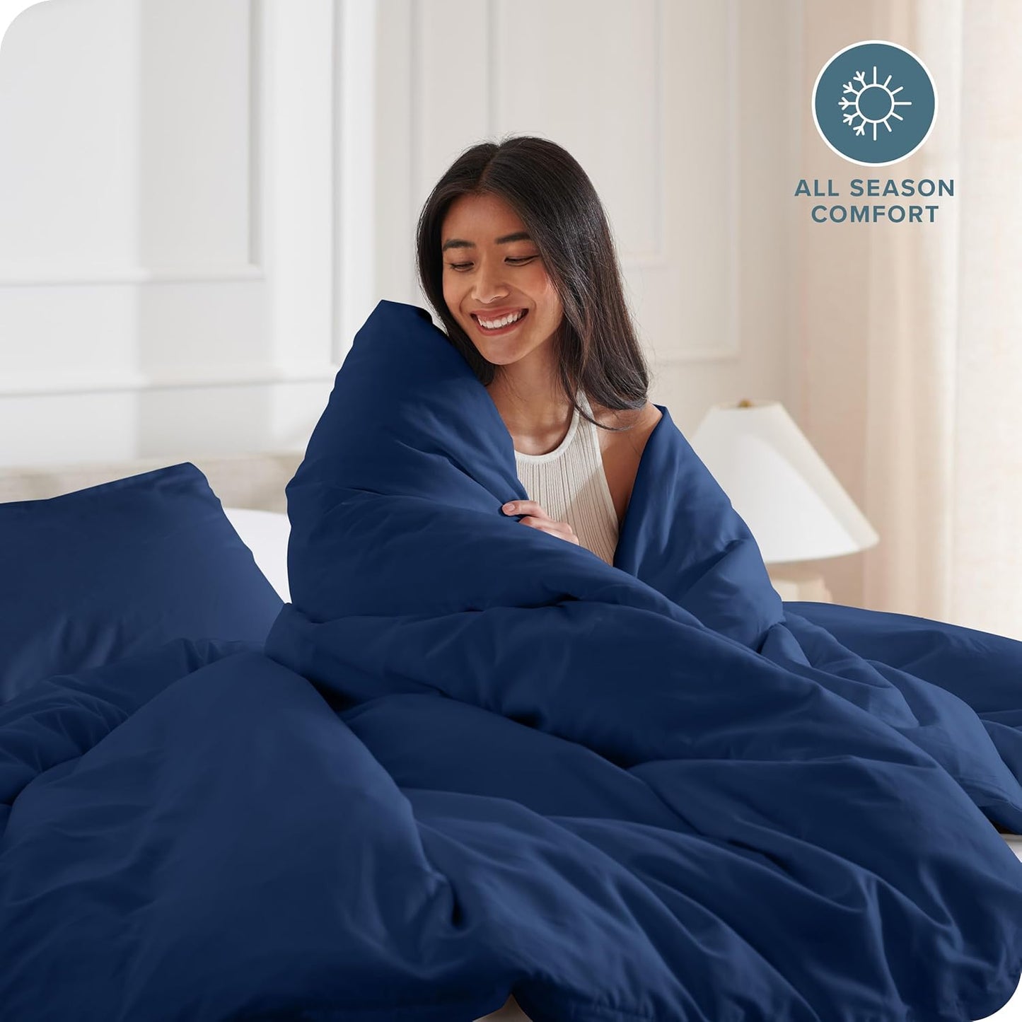 Bare Home Bedding Duvet Cover King Size - Premium 1800 Super Soft Collection - Lightweight, Cooling - Soft Breathable Bedding Duvet Cover (King, Dark Blue)