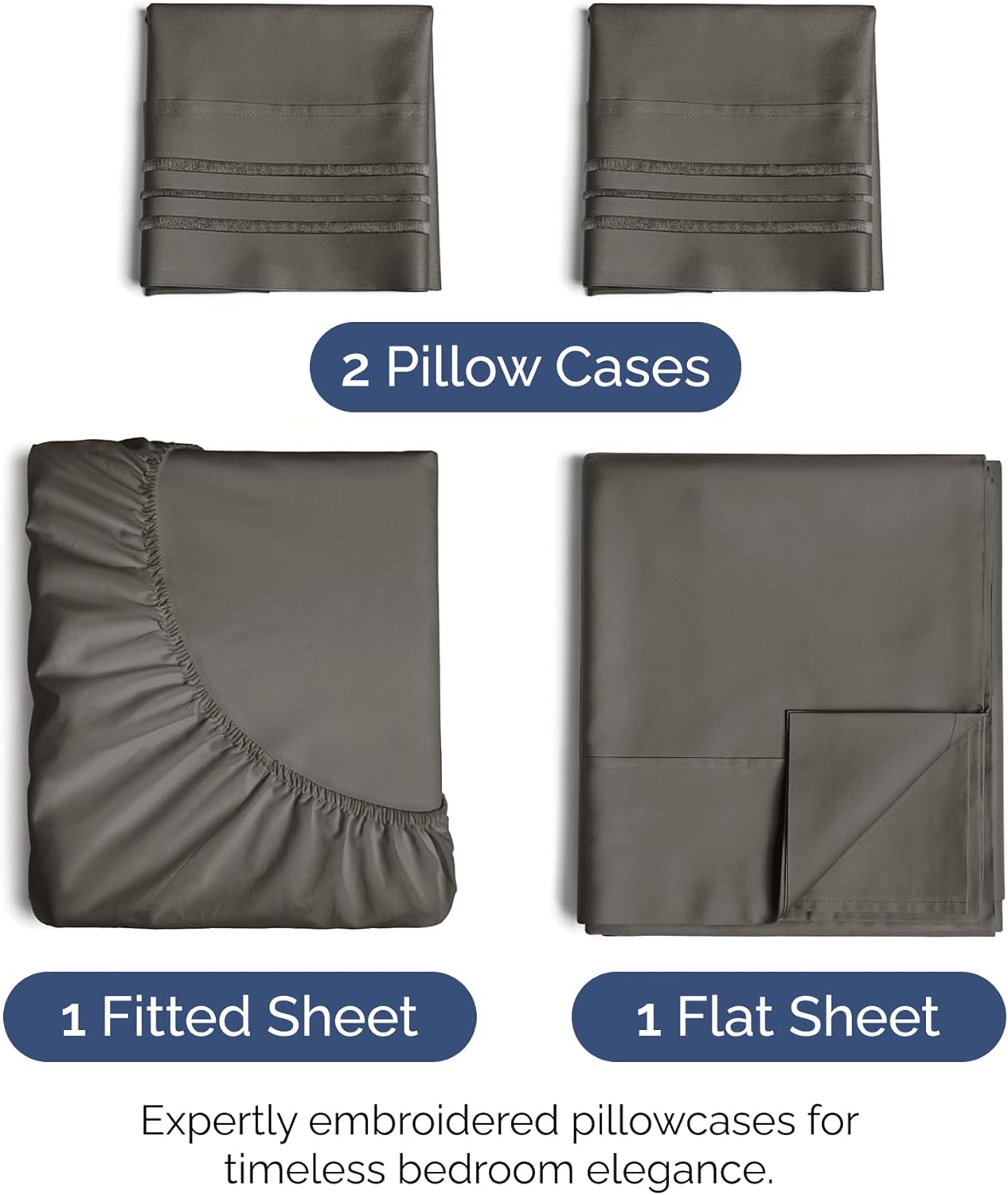 Cal King Size 4-Piece Sheet Set - Extra Soft, Breathable & Cooling - Hotel Luxury Durable Bed Sheets for Women & Men - Deep Pockets, Easy-Fit & Wrinkle-Free - Cool Brown Oeko-Tex