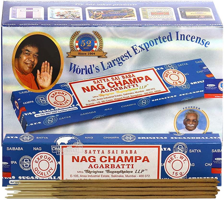 Nag Champa Incense Sticks 15g x 12 and Incense Stick Holder Bundle
