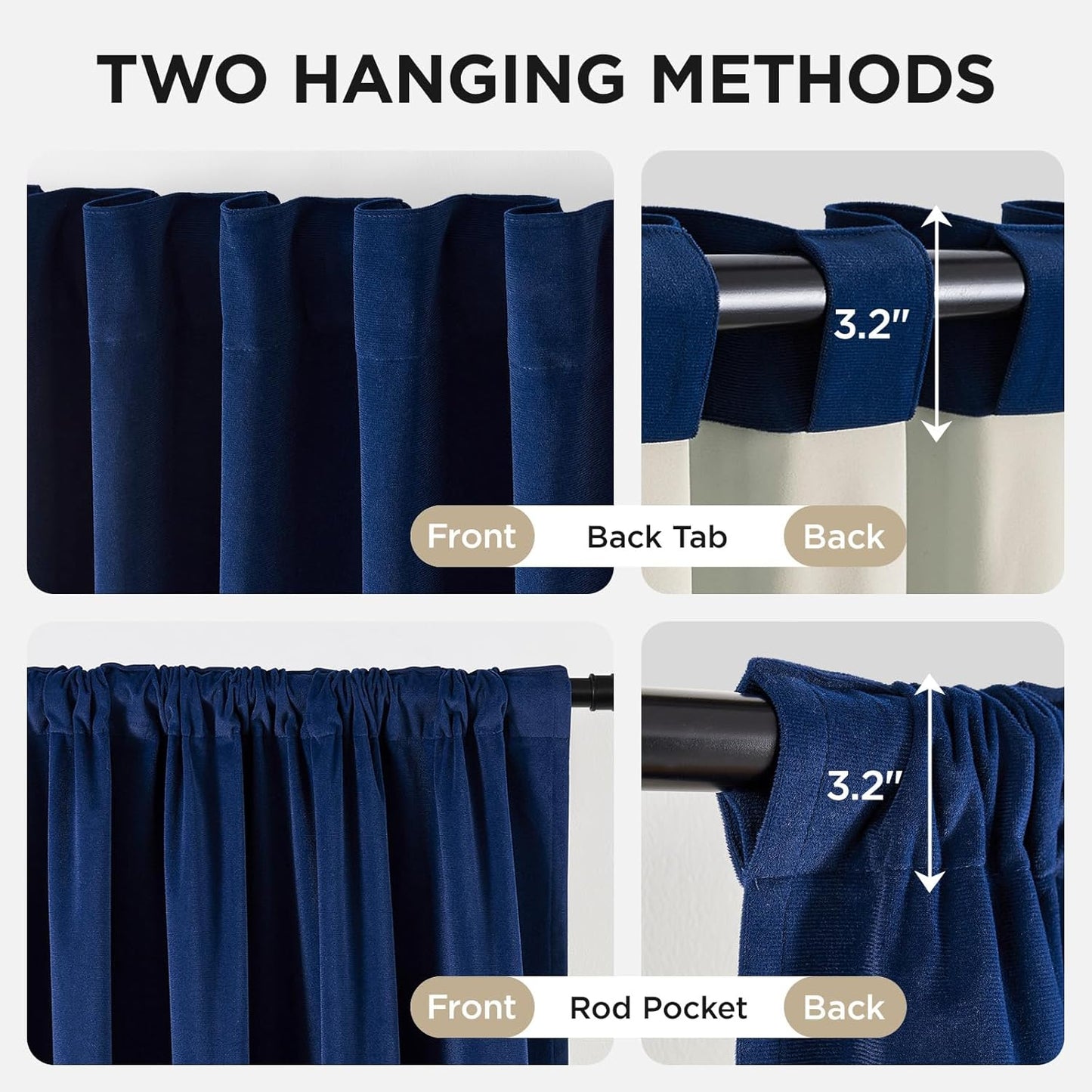 Joydeco Royal Blue 100% Blackout Curtains 84 Inch 2 Panels, Luxury Thermal Royal Blue Velvet Curtains for Bedroom Living Room, Soundproof Blackout Window Drapes, Rod Pocket & Back Tab (52W x 84L)