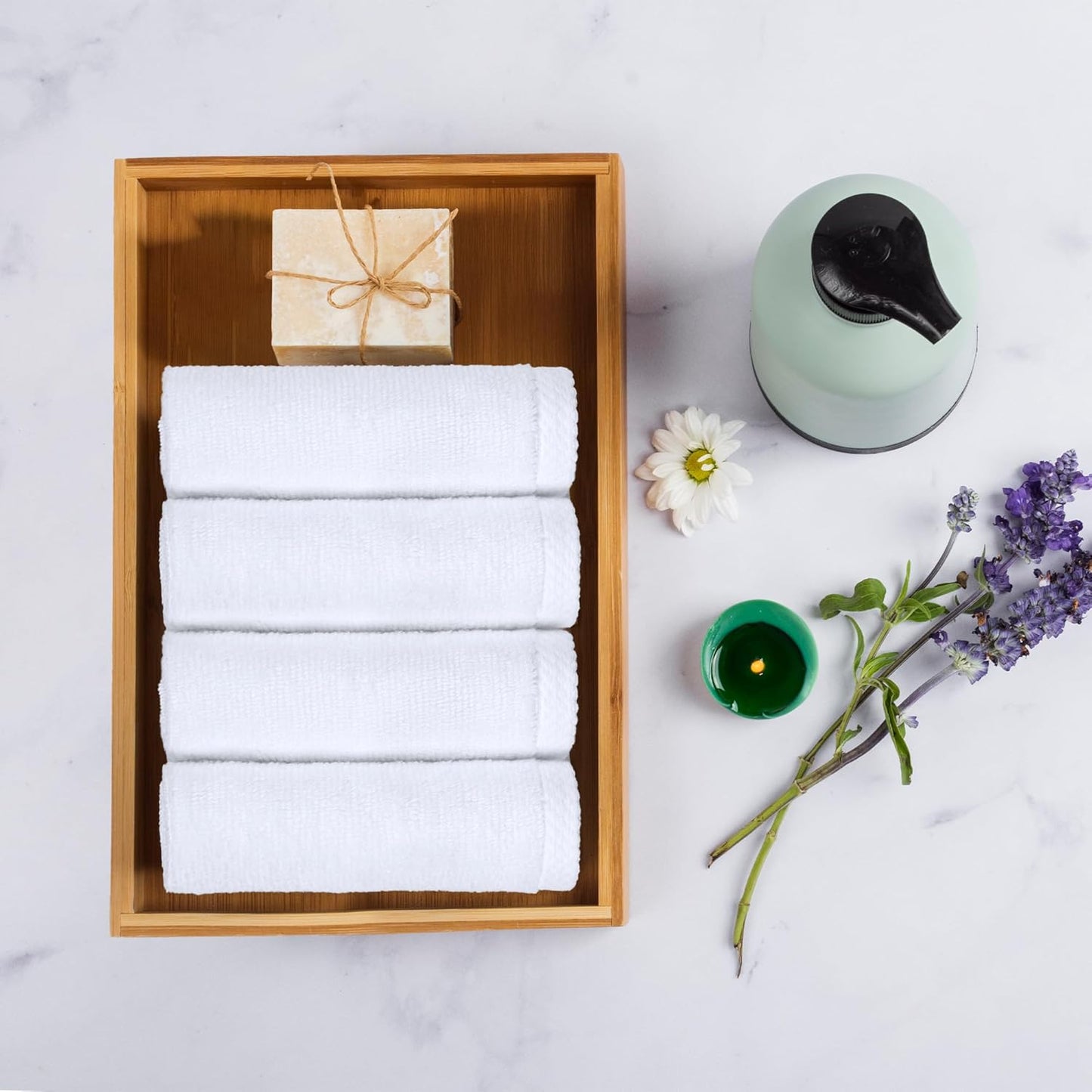 Amazon Basics Cotton Washcloths, Quick-Dry, 12" x 12", 12-Pack, White