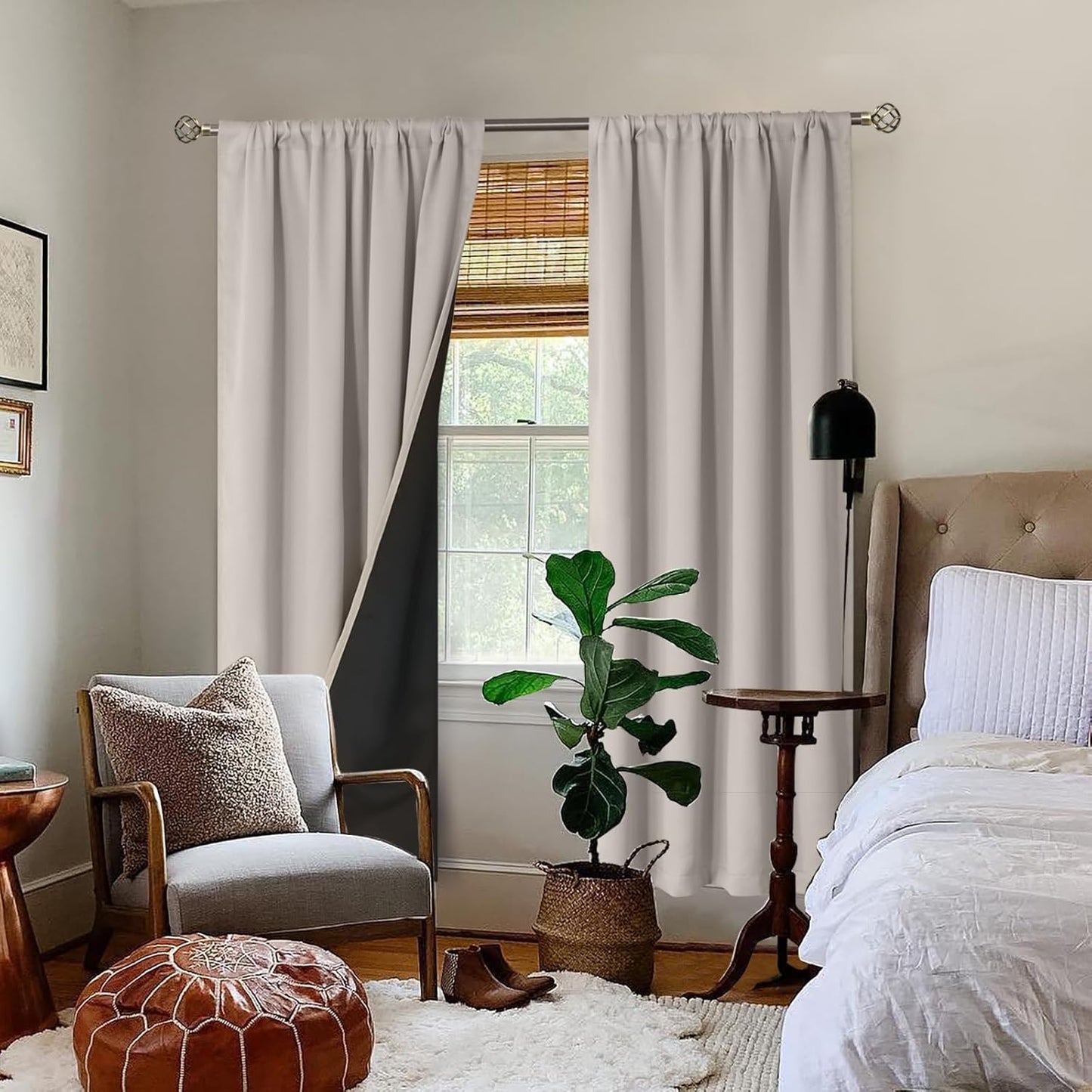 BGment Blackout Curtains for Bedroom 72 Inch Long, Thermal Insulated Full Room Darkening Bedroom Curtains, Heavy Sun Blocking Soundproof Window Curtains with Rod Pocket, 2 Panels, 52 Wide, Cashmere