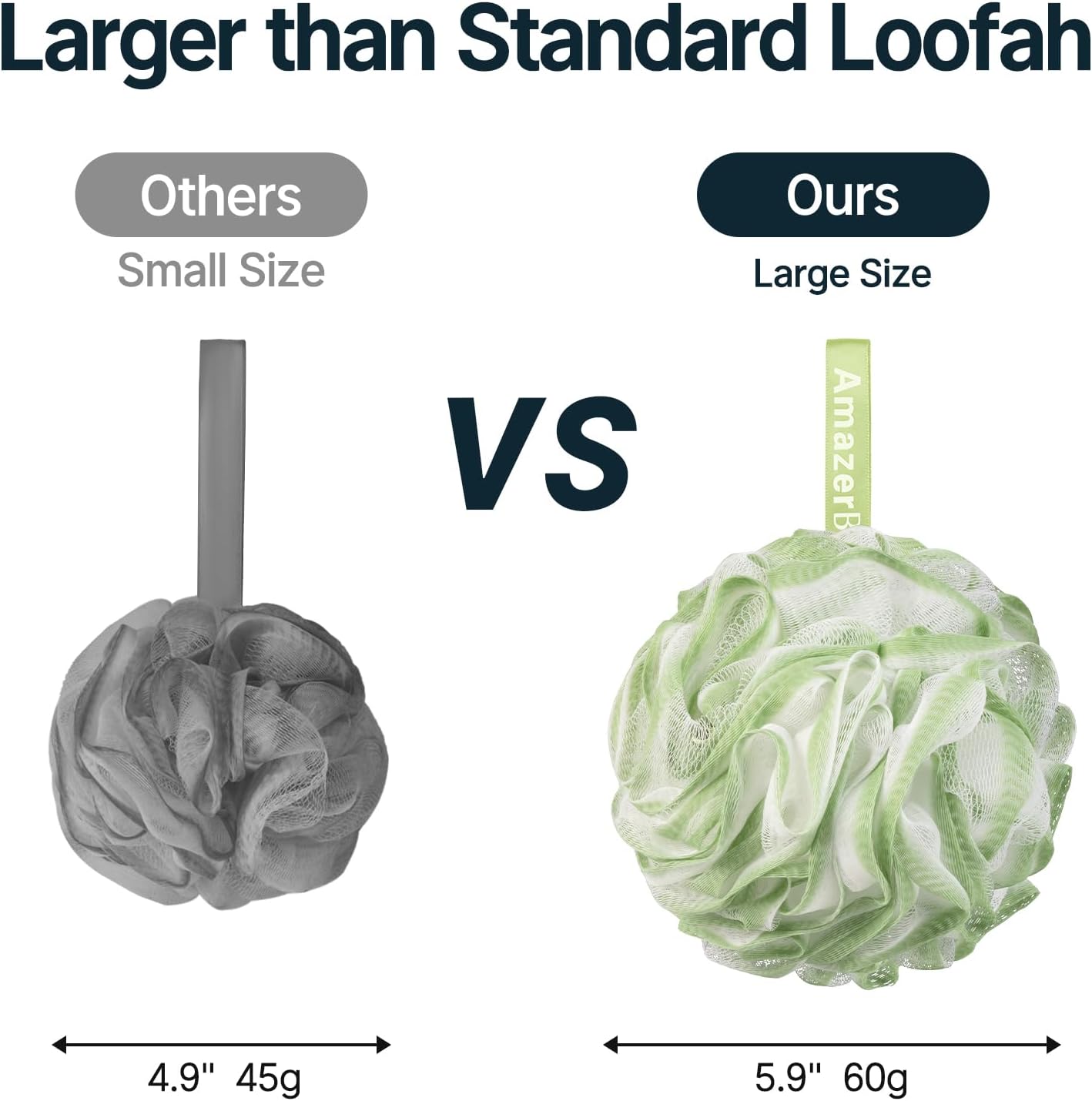 AmazerBath Loofah Sponge, Shower Loofah 60g/PCS - Body Scrubber Loofa Set of 3 Tranquil Tints Trio, Bath Sponge for Men and Women