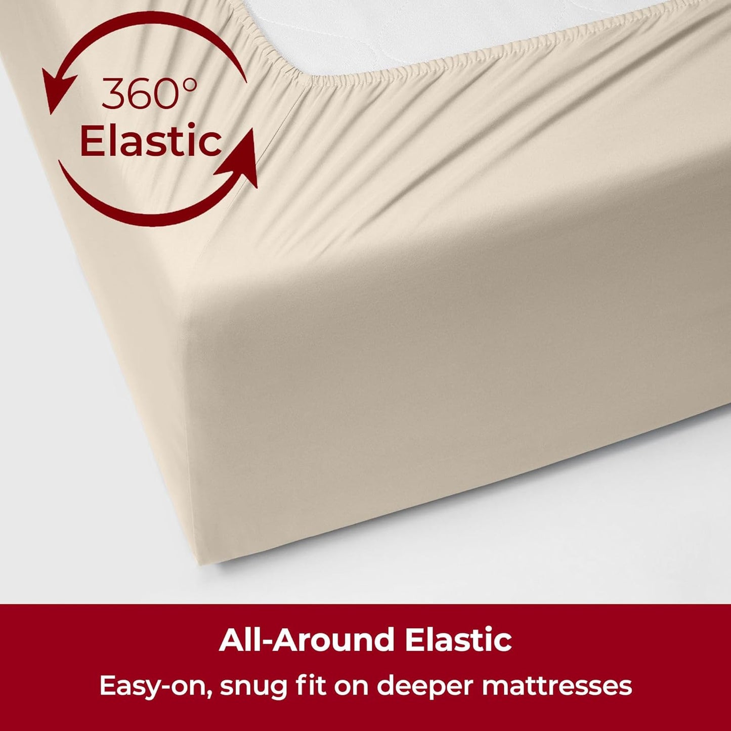 Mellanni Extra Deep Full Sheets - 4 PC Iconic Collection Bedding - Hotel Luxury, Ultra Soft, Cooling Bed Sheets - Wrinkle, Fade, Stain Resistant (Full, Beige)