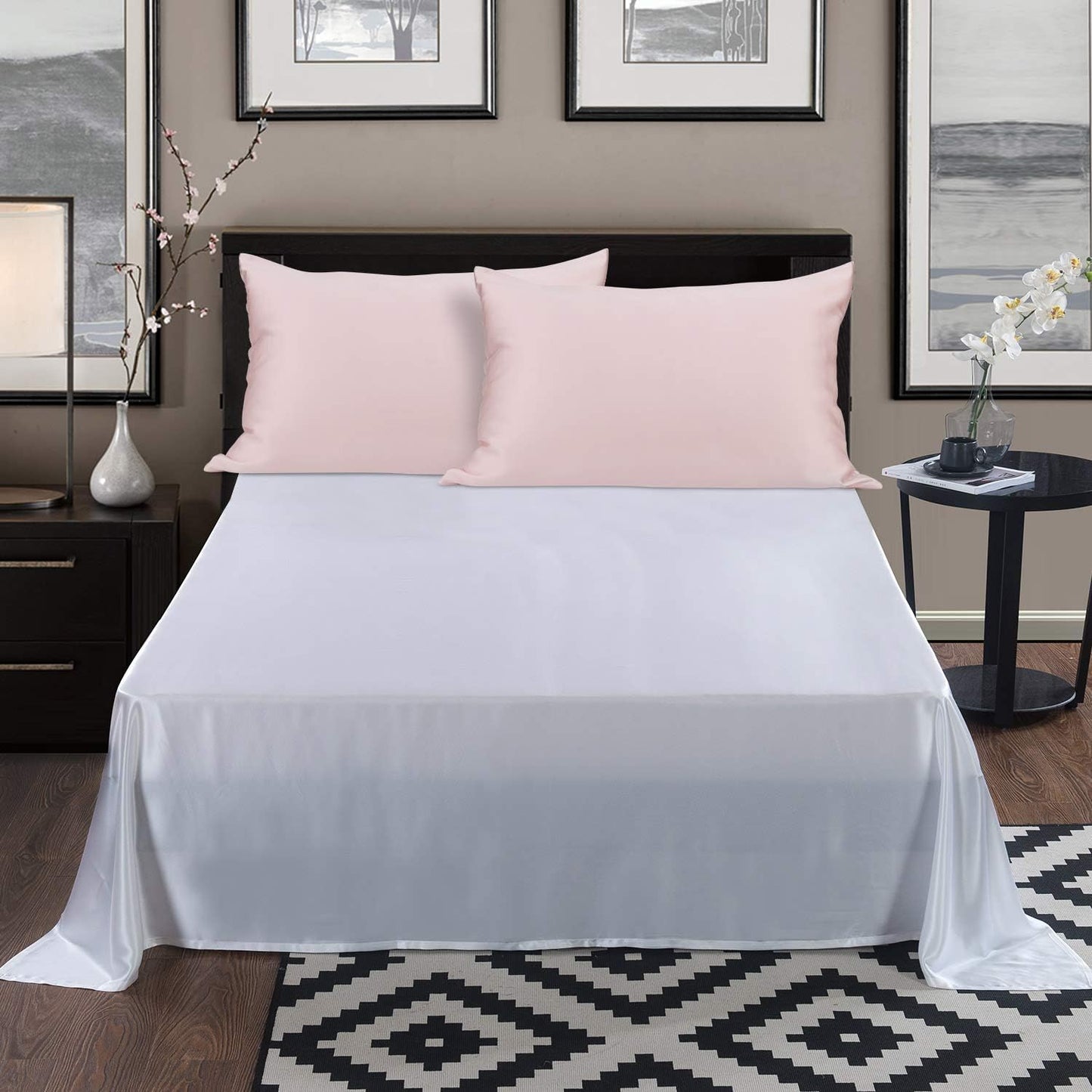 ALASKA BEAR Silk Pillowcase for Hair and Skin, Set of 2 Pure Genuine 22 Momme Mulberry Silk Pillow Cases King Size for Bliss Sleep Better Than Poly Satin, Zipper Closure(2pc, Pink)