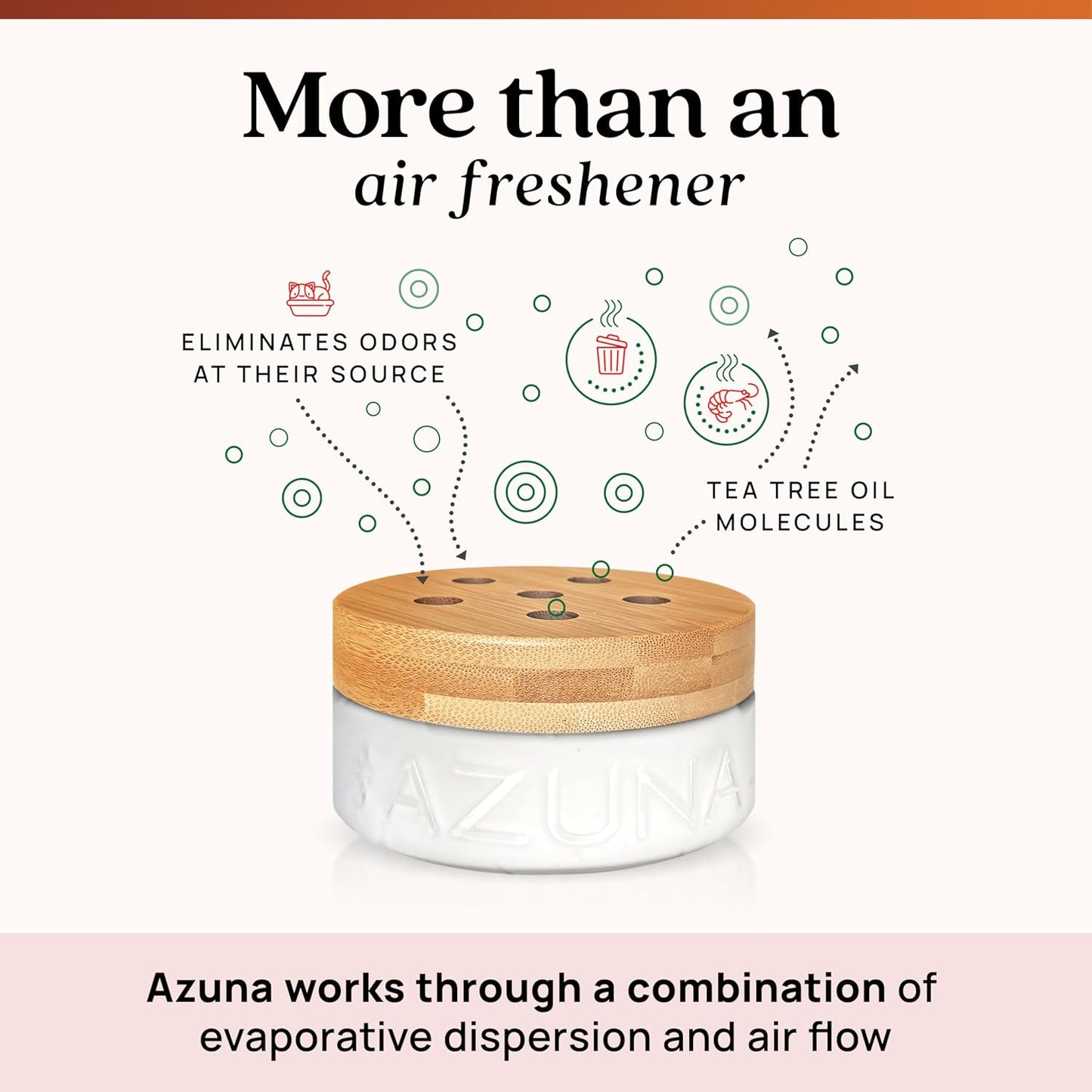 Azuna All-Natural Odor Remover Gel Refill Pouch | Air Purifier with Tea Tree Oil | Plant-Based & Long Lasting | For Pet Odors, Smoke & Strong Odors | Sandalwood/Bourbon, 12 oz.
