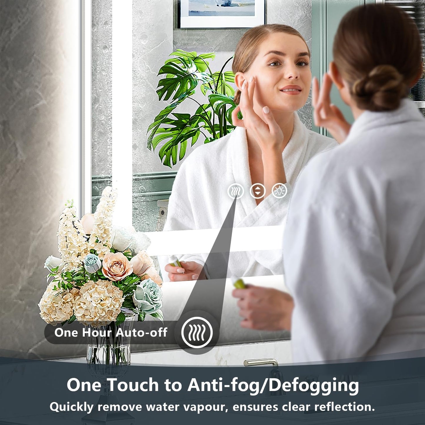 20x28 Inch LED Bathroom Mirror with Lights Front and Backlit Lighted Vanity Mirror for Bathroom Wall with 3 Colors Dimmable Anti-Fog Memory Shatter-Proof IP54 Waterproof Horizontal/Vertical