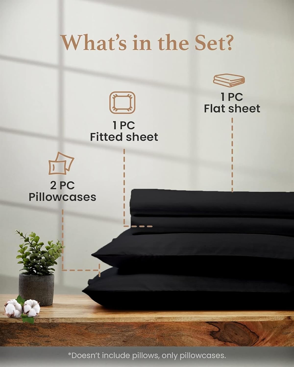 Good Sleep Bedding Twin XL Sheet Set - 100% Egyptian Cotton XL Twin Sheet Set, 1000 TC, 3Pc, Extra Long Twin Sheets for Dorm, Hotel Sheets, 16" Deep Pocket Twin Sheets Extra Long - Black Sheets