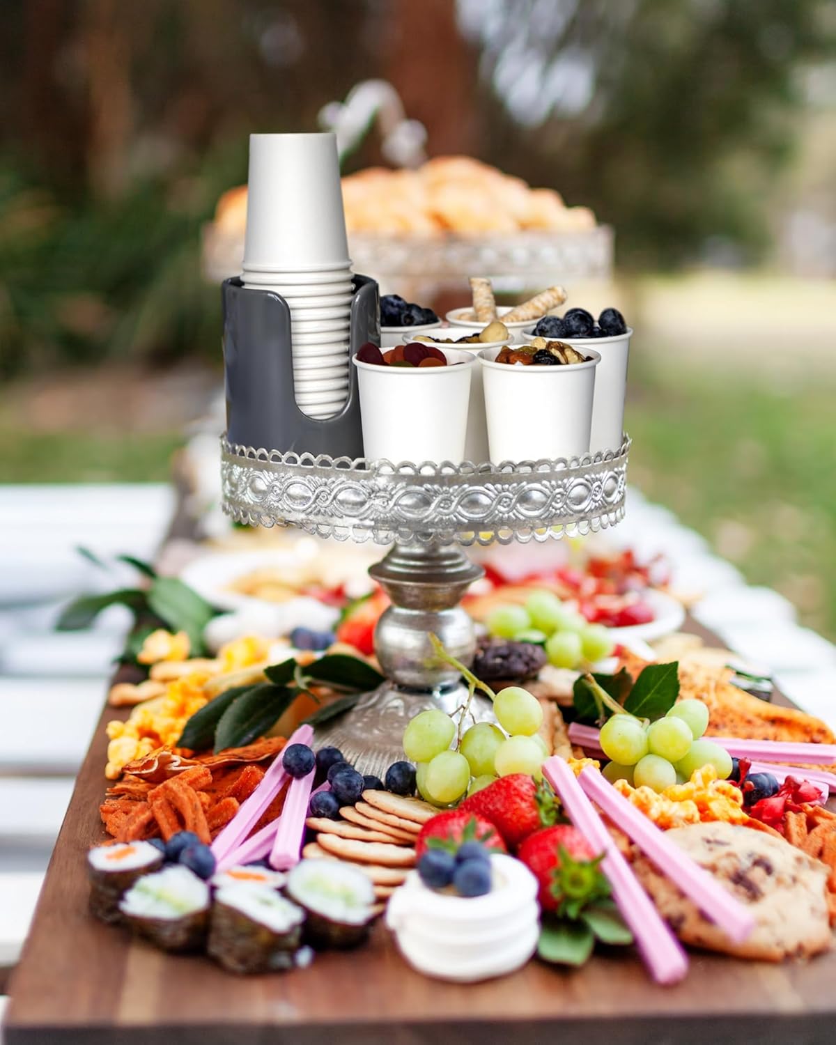 5 oz Square Ceramic Bathroom Cup Dispenser for Kids and Pregnancy - Disposable Paper Cup Holder for Mouthwash Cups on Bathroom Vanity Countertop (1 Pack, Grey)