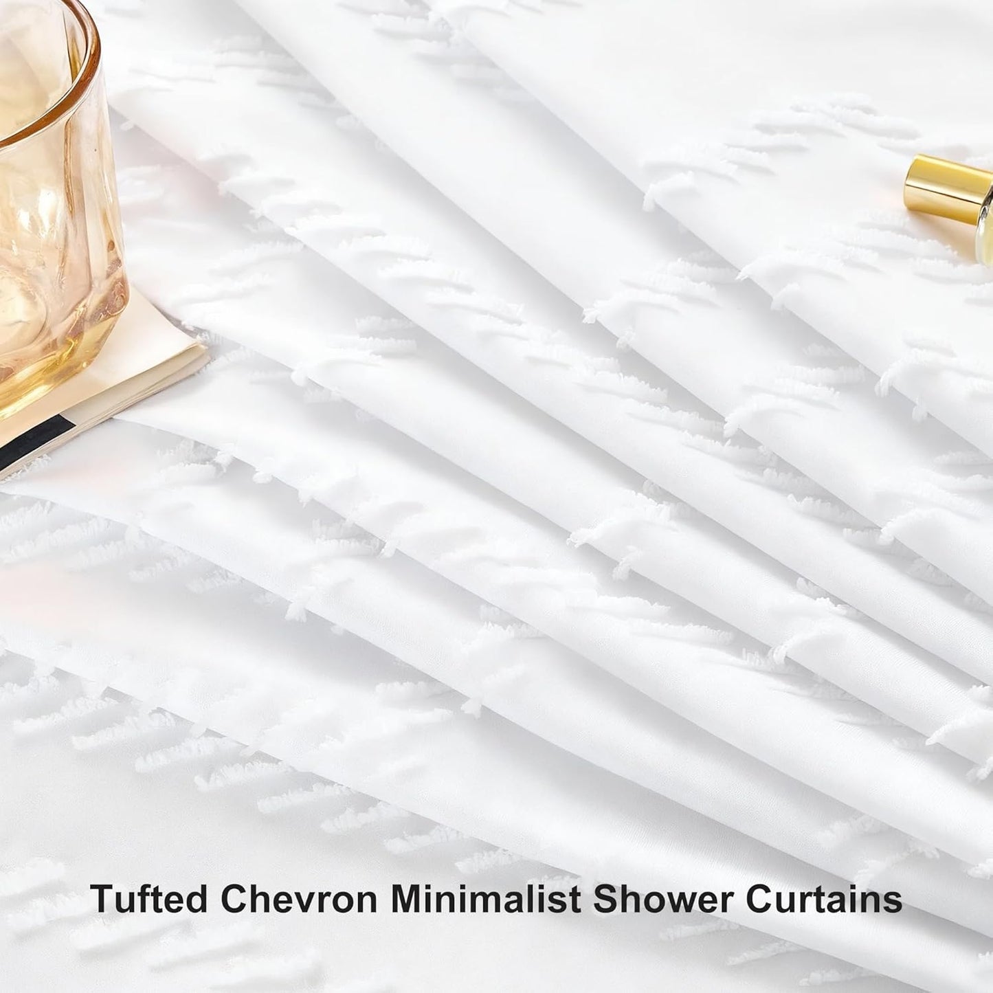 Stall Shower Curtain 36x72 White Fabric Shower Curtain Stall Size Cloth Shower Curtains Tufted Chevron Striped Textured Modern Farmhouse Minimalist for Bathroom Decor