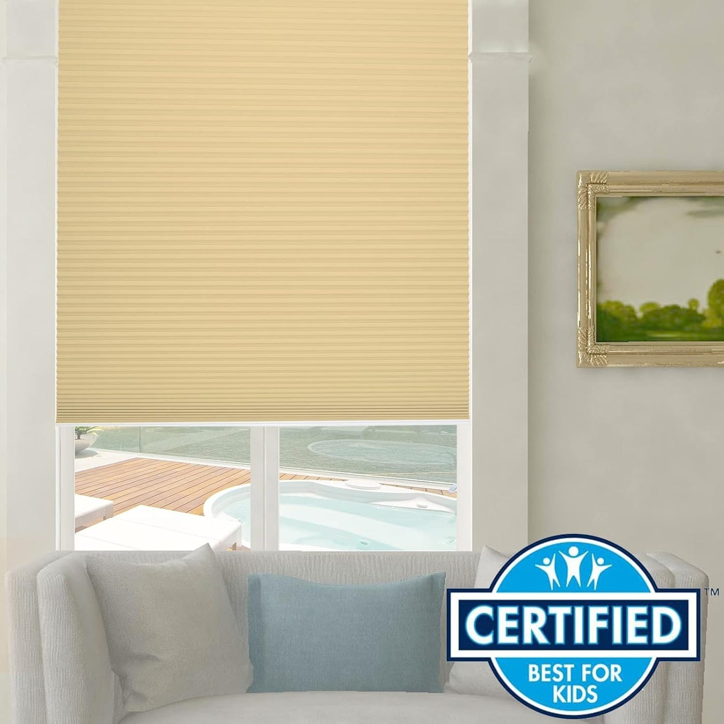 Persilux Custom Size Cellular Blinds for Windows Shades Blackout Cordless Roller Shades UV Protection Thermal Insulated Honeycomb Roller Blinds for Windows, Home and Office Beige