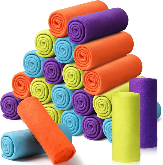 24 Packs Fleece Throw Blanket Soft Warm Lightweight Fleece Blanket Cozy Throw Bulk for Bed Couch Sofa Home Office Wedding Gifts Suitable for Seasons, 50 x 60 Inches(Bright Color)