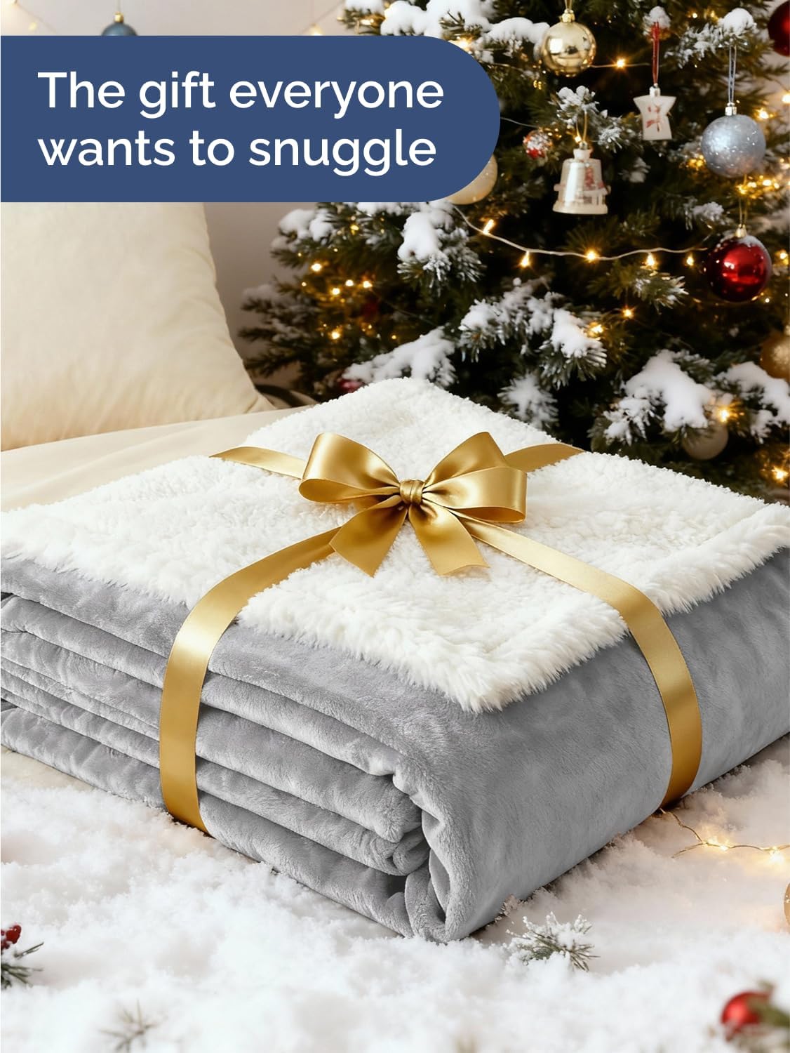 Sherpa Fleece Blanket King Size - Reversible Sherpa Fleece King Blanket - Super Soft Double Sided for Bed, Sofa, Couch - Thick, Warm, Fuzzy and Plush - Luxurious Bedding for Winter - Grey, 90" x 108"