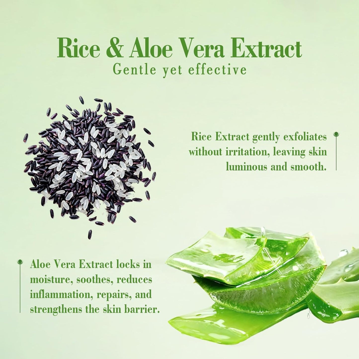 Aloe Vera Glow Black and White Rice Ampoule Duo, White & Black Rice Exfoliant Face and Body Scrub with Aloe Vera & Rice Extract，Moderate Exfoliating Facial Gel for All Skin Types
