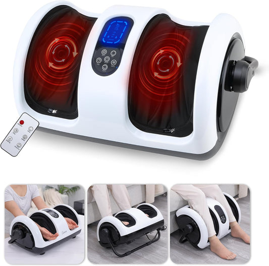 Foot Massager with Heat,Shiatsu Foot Massager for Plantar Fasciitis,Pain Relief and Heat Therapy-Massage Leg/Calf/Ankle with Deep Kneading,Gift for Family and Friends(White)