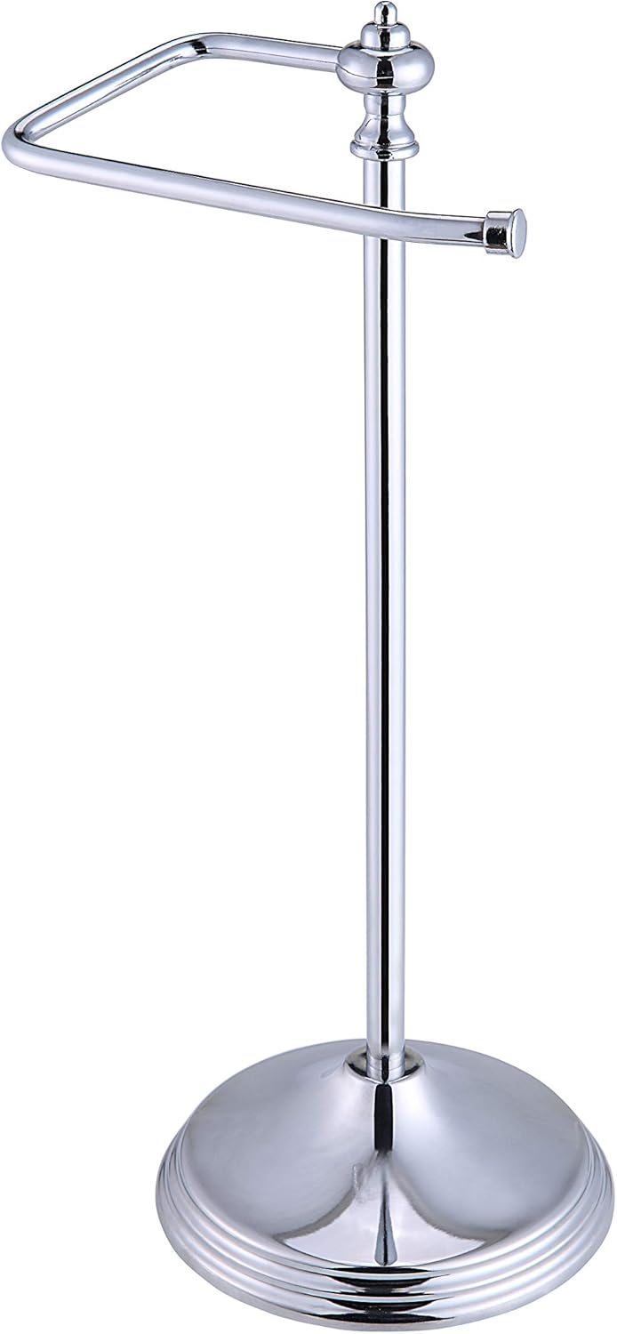SunnyPoint Heavy Weight Classic Decorative Metal Fingertip Towel Holder Stand for Bathroom, Kitchen, Vanity and Countertops; Hanging Bar is 14.2" Height (Chrome, 15.6" x 5.6" x 5.6")