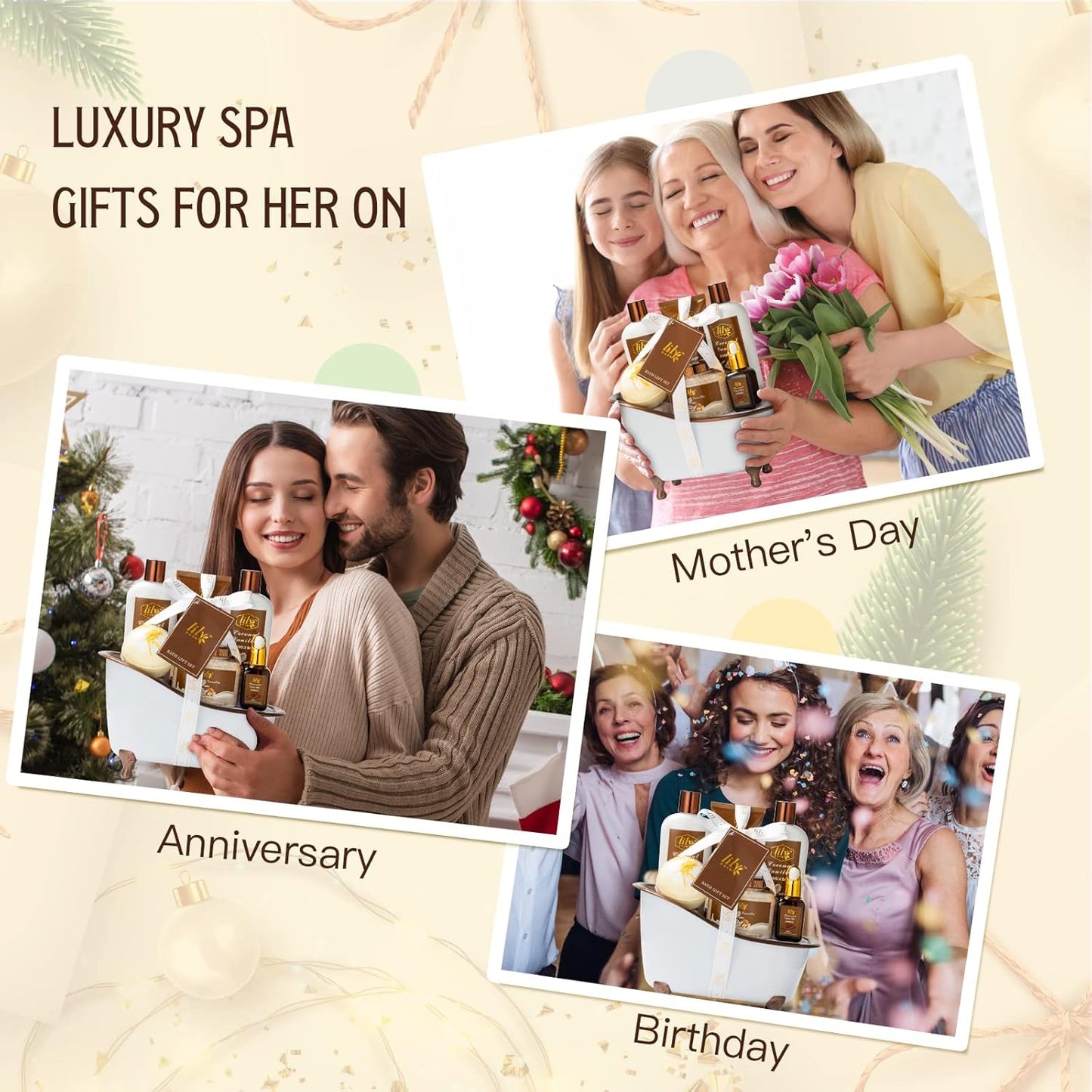 Christmas Gifts for Women - 7-Piece Nourishing Bath & Body Gift Set, Bath Collection | Mothers Day Gifts for Mom, Fathers Day Gifts, Birthday Gifts, Self Care Kit, All Occasion Gift for Her & Him