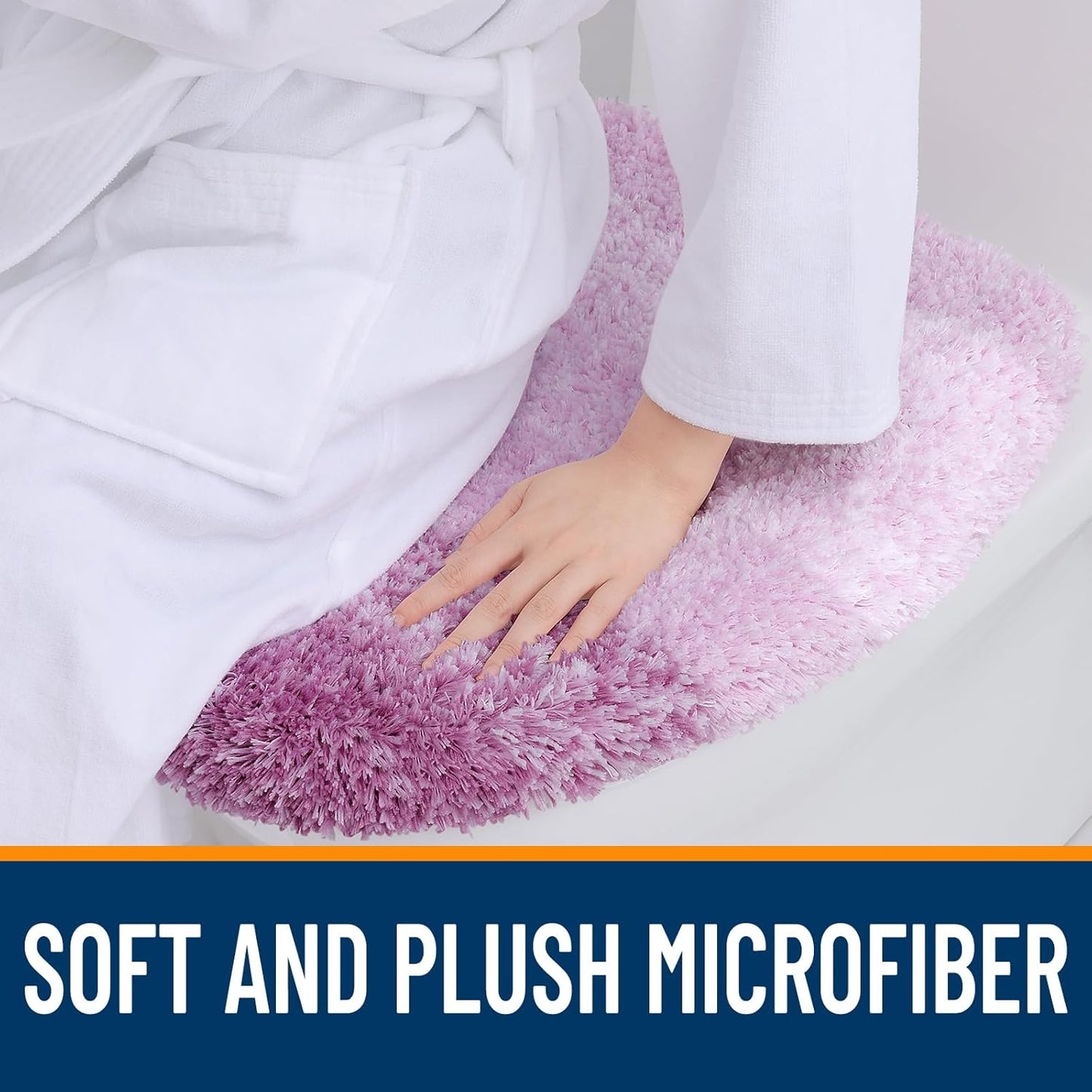OLANLY Soft Microfiber Bathroom Toilet Lid Cover, Machine Washable Covers, 17.5x15, Stays in Place Rubber Backing, Fits Most Round, Elongated and Oblong Lids, Accessories Decor, Purple