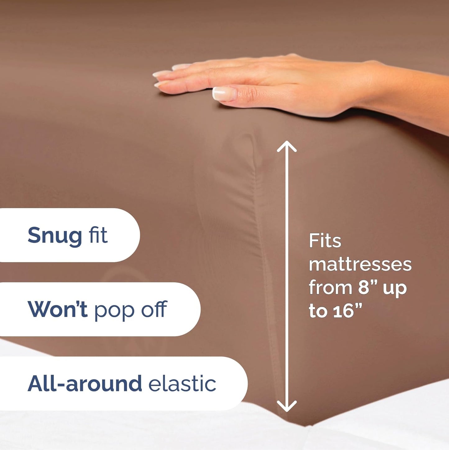 Queen Size 4 Piece Sheet Set - Extra Soft, Breathable & Cooling - Hotel Luxury Durable Bed Sheets - Deep Pockets, Easy-Fit & Wrinkle-Free - Copper Brown Oeko-Tex