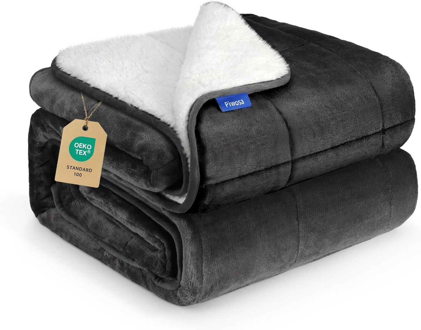 Weighted Blanket for Adults 15 Pounds 60x80 inches, Sherpa Fleece Throw Blanket Queen Size with Soft Plush Flannel Top, Fuzzy Fluffy Cozy Warm and Thick Heavy Blanket for Winter