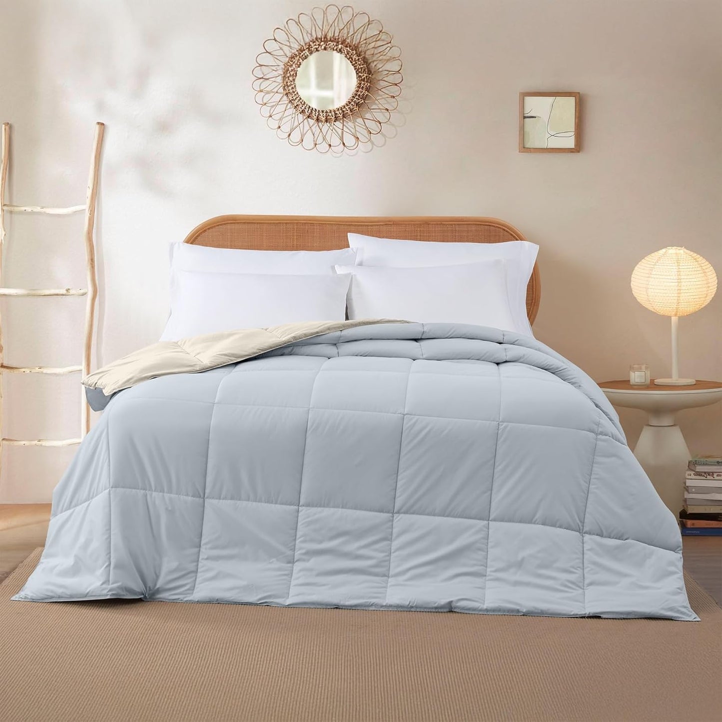 Modern Threads Down Alternative Reversible Comforter Beige/Light Blue Queen