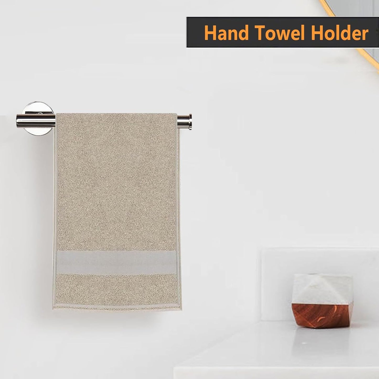 Hand Towel Holder - 9" Modern Design Towel Ring, Thicken SUS 304 Stainless Steel Towel Holder for Bathroom Wall, Contemporary Hand Towel Rack - Chrome