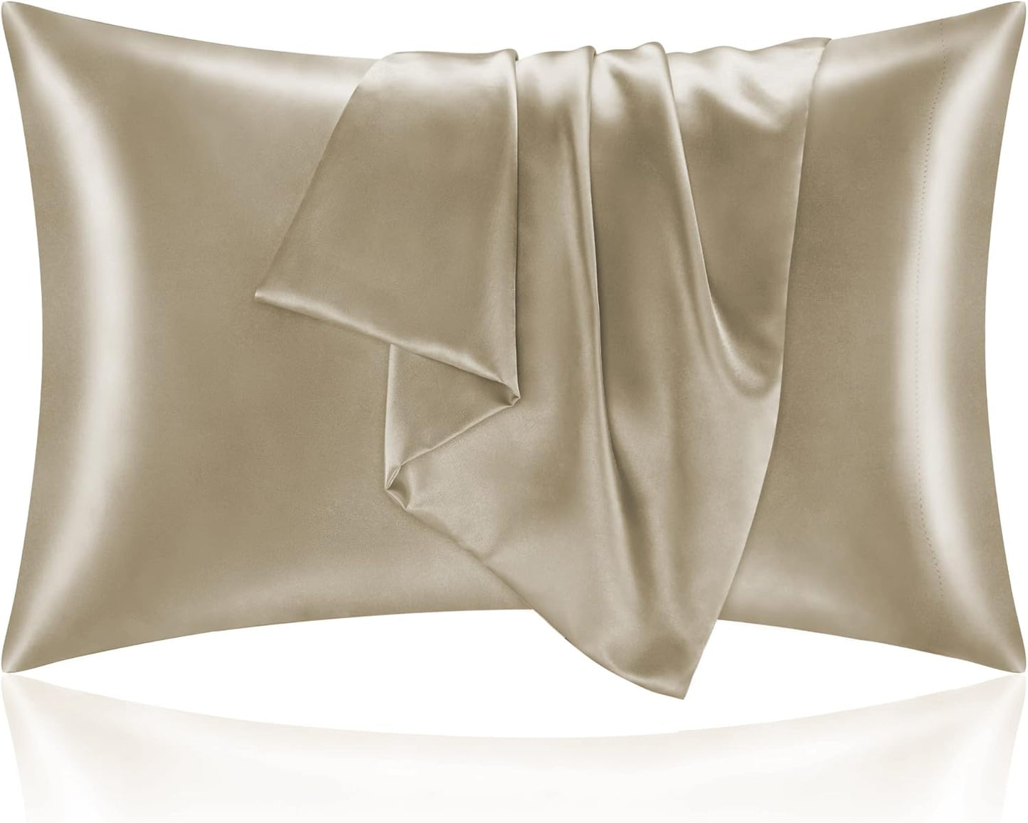 BEDELITE Satin Pillowcase for Hair and Skin, Super Soft and Cooling Similar to Silk Pillow Cases 2 Pack with Envelope Closure, Gift for Women Men(20"x40" King Size, Taupe)