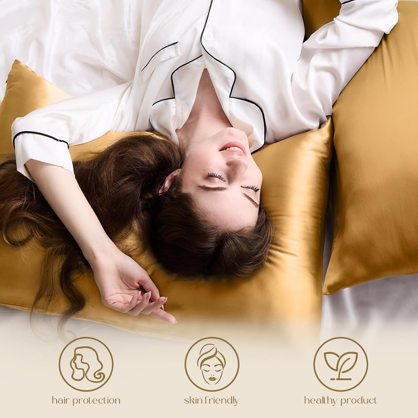 ZIMASILK 100% Pure Mulberry Silk Pillowcase for Hair and Skin,Both Side 19 Momme Silk, 1pc (Standard 20''x26'', Golden)