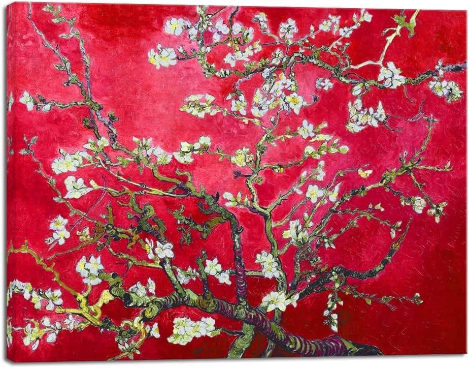 ALASKA BEAR Luxury Silk Pillowcase for Beauty Sleep, Genuine 22 Momme Mulberry Silk Pillow Case Slip for Room Decor, Red Cherry Blossom Floral Pattern Printed, Queen Size (1pc, Gift Box)