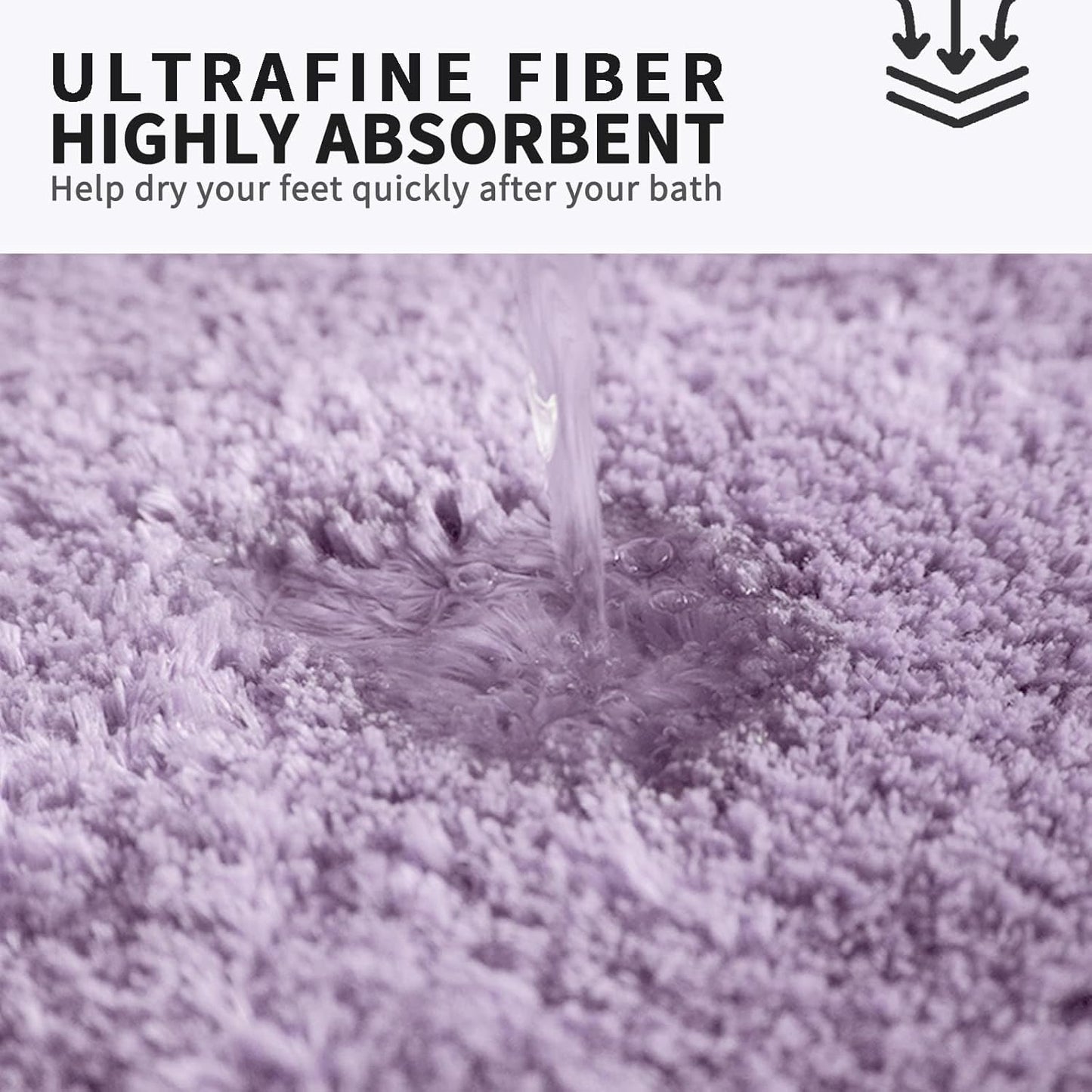 FIFU Bathroom Rugs 20" W x 32" L, Bath Mat for Bathroom, Bedroom, Laundry Room & Kitchen, Non-Slip Rubber Latex Backing, Extra Soft and Absorbent Polyester Carpet, Machine Washable Rug, Lavender